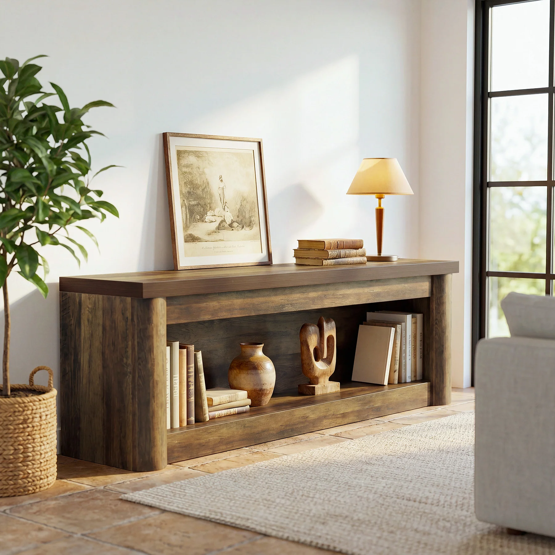 63" TV Stand for TVs up to 75", Entertainment Center with Open Storage for Living Room - Image 6