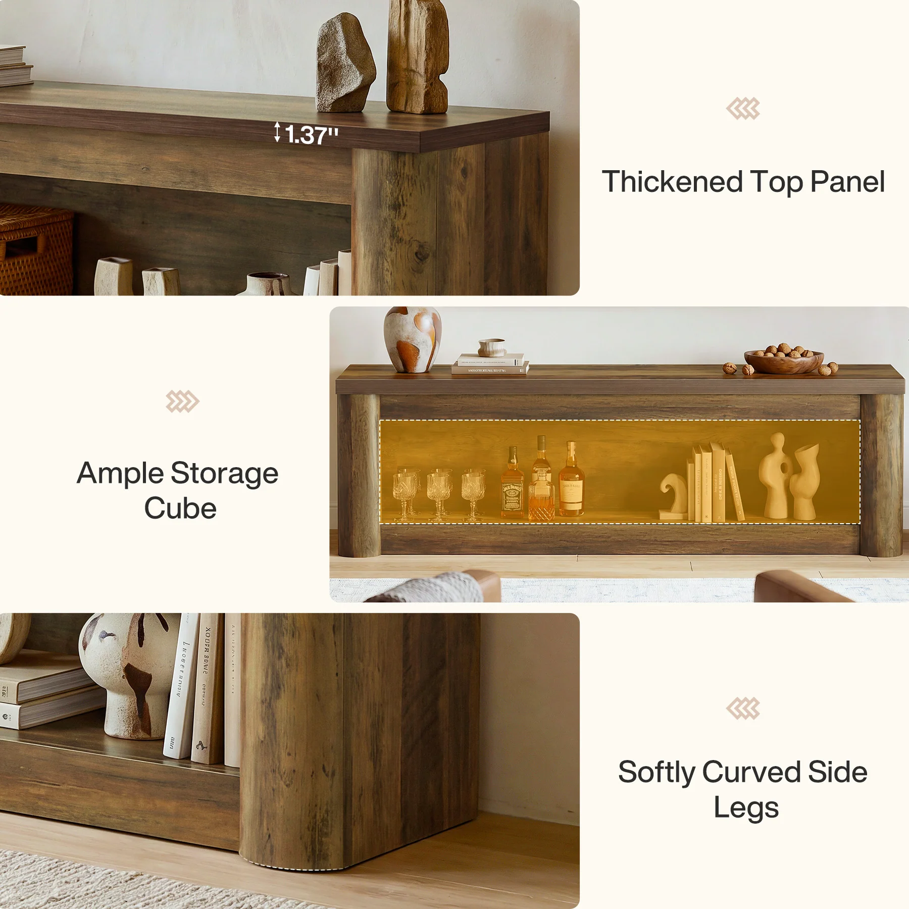 63" TV Stand for TVs up to 75", Entertainment Center with Open Storage for Living Room - Image 7