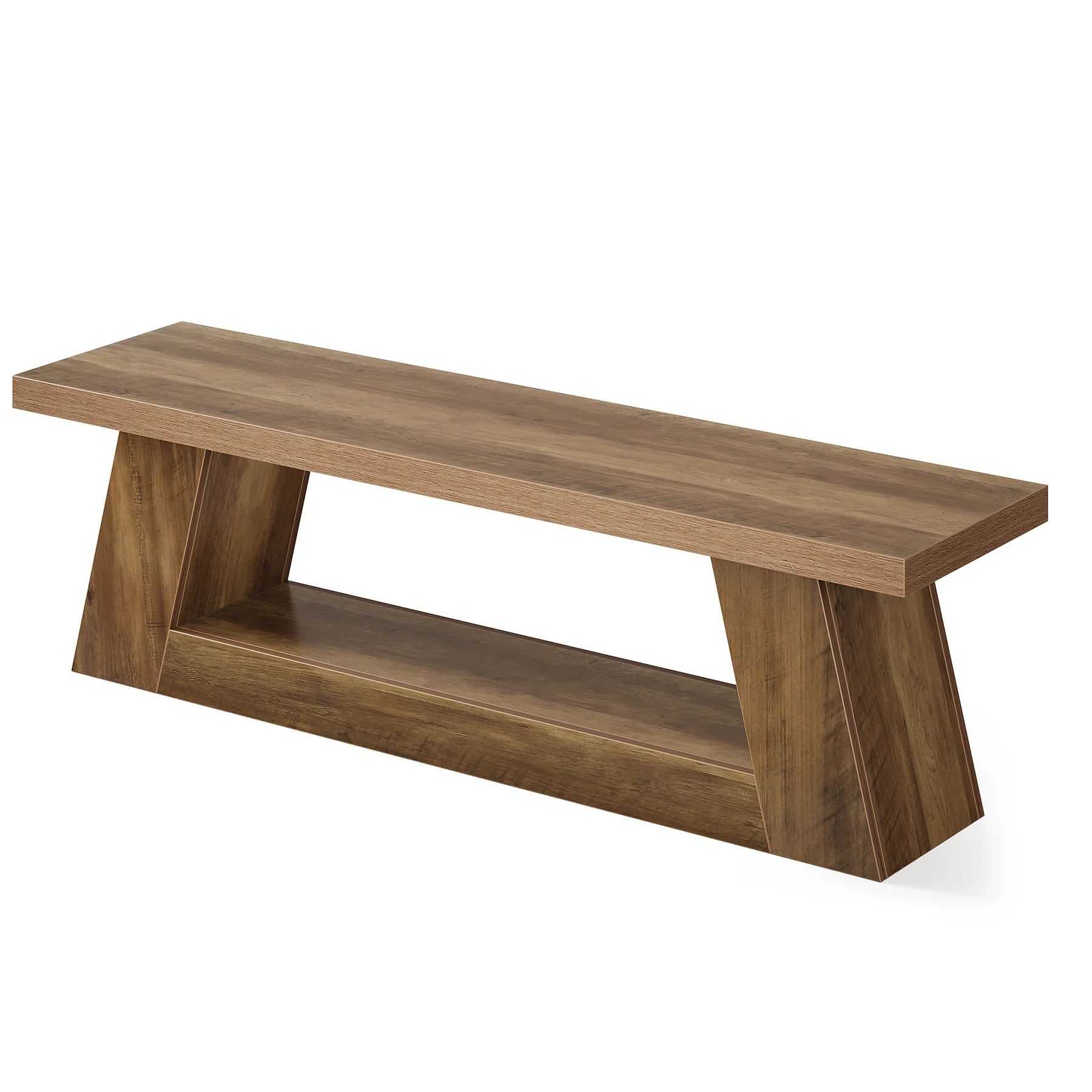 63" Entryway Bench with Storage Shelf, 2-Tier End of Bed Bench - Image 10