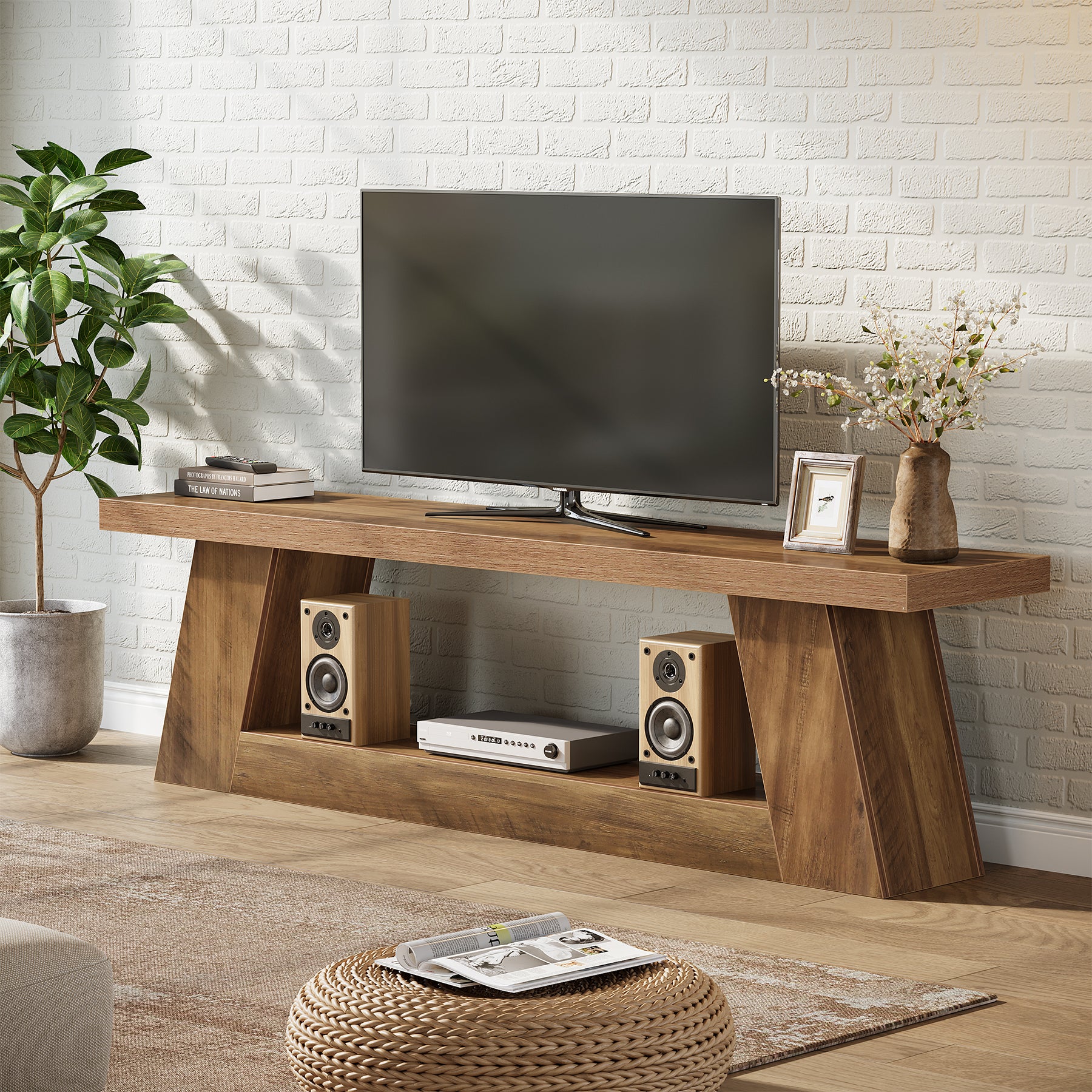 63" TV Stand for UP to 75" TVs, Media TV Console with Storage Shelves - Image 3