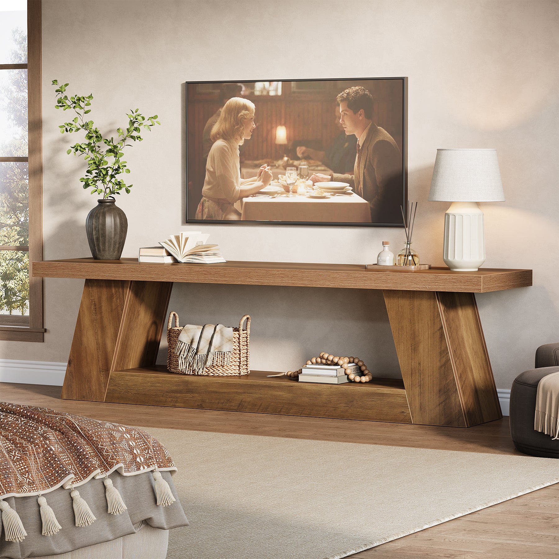 63" TV Stand for UP to 75" TVs, Media TV Console with Storage Shelves - Image 4