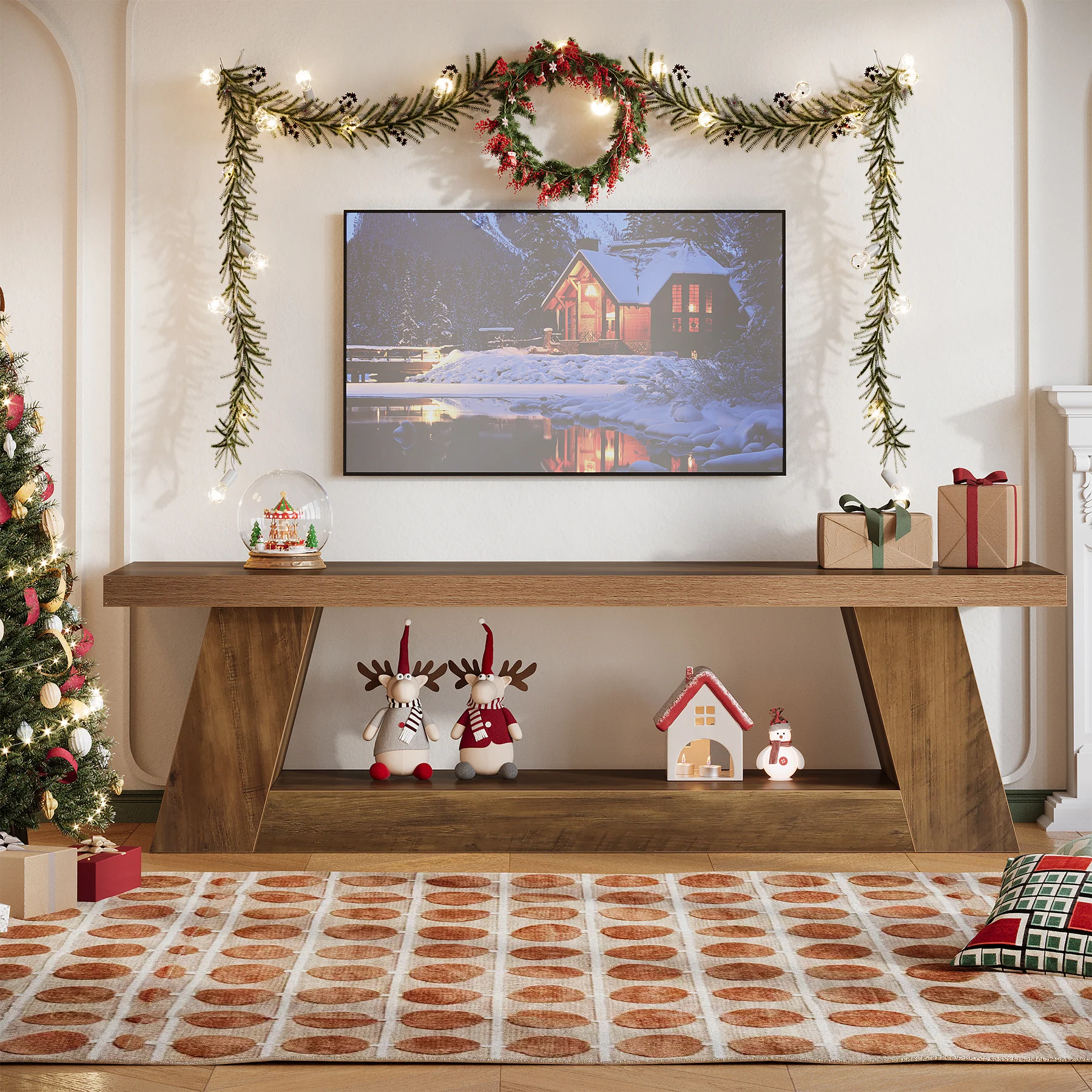 63" TV Stand for UP to 75" TVs, Media TV Console with Storage Shelves - Image 5