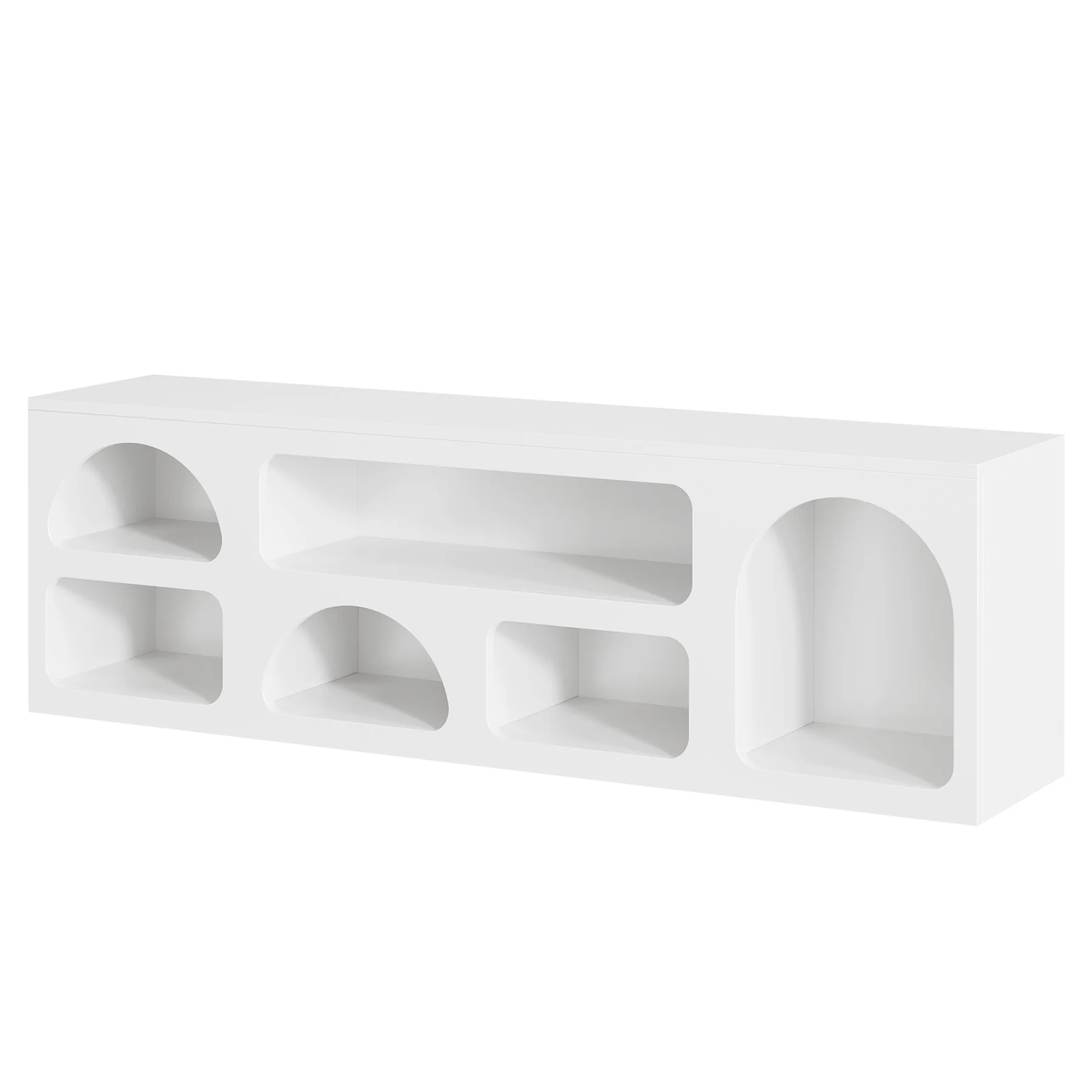 63" TV Stand for 60 to 70 Inch TVs, Modern White Media Console with 6 Open Shelves - Image 13