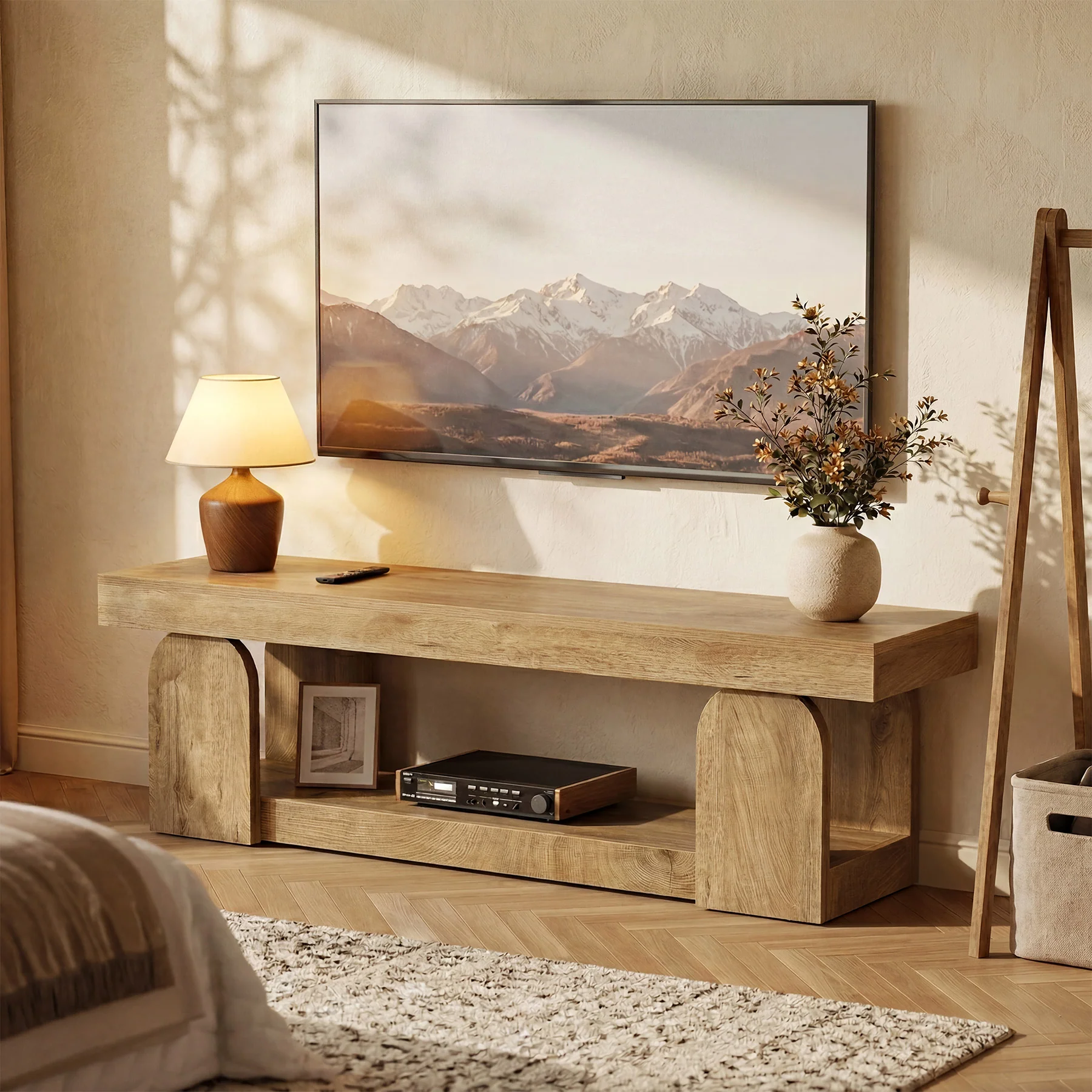 63" TV Stand, TV Media Console with Open Storage Shelf for TVs up to 65" - Image 4