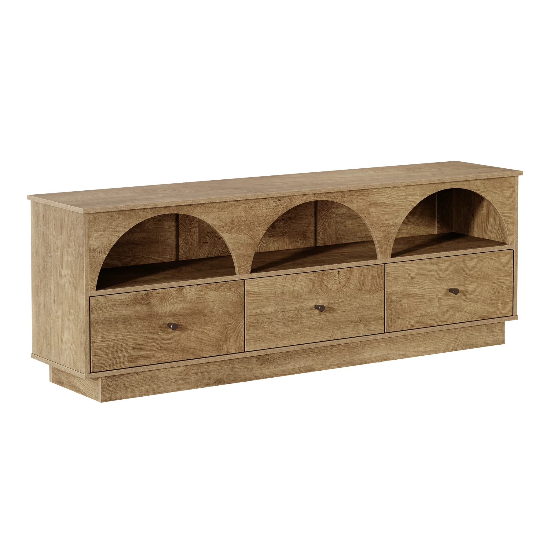 63" TV Stand with Arched Open Shelves & 3 Drawers for TVs up to 65" - Image 9