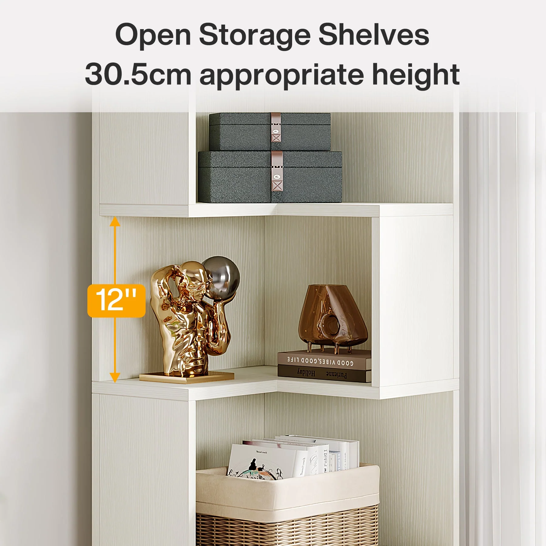 66.9" L-Shaped Bookshelf, Corner Bookcase With 5-Tier Shelf And 2 Drawers - Image 6