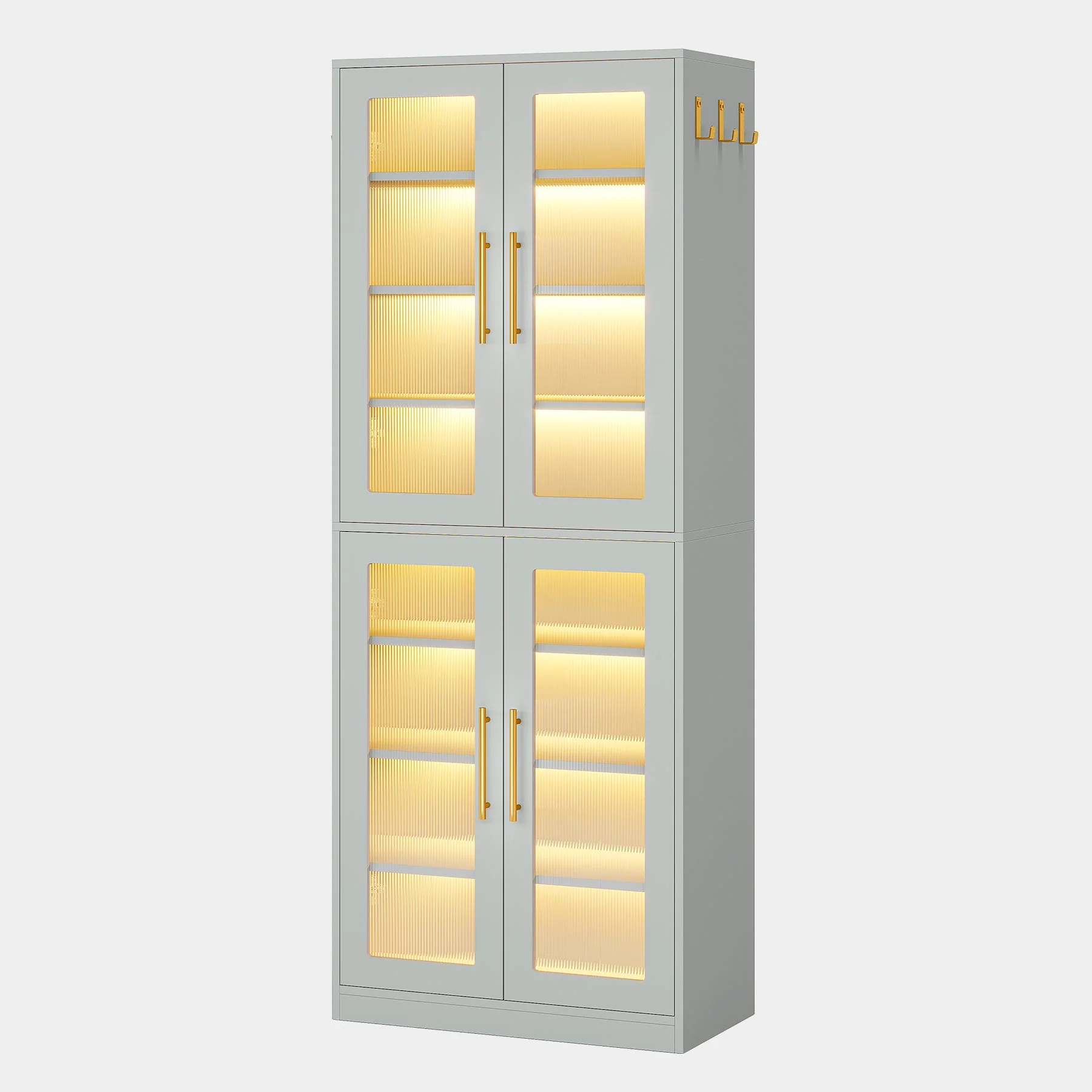 67-inch Bookcase, 8-Tier Bookshelf with Acrylic Doors and LED Light - Image 9