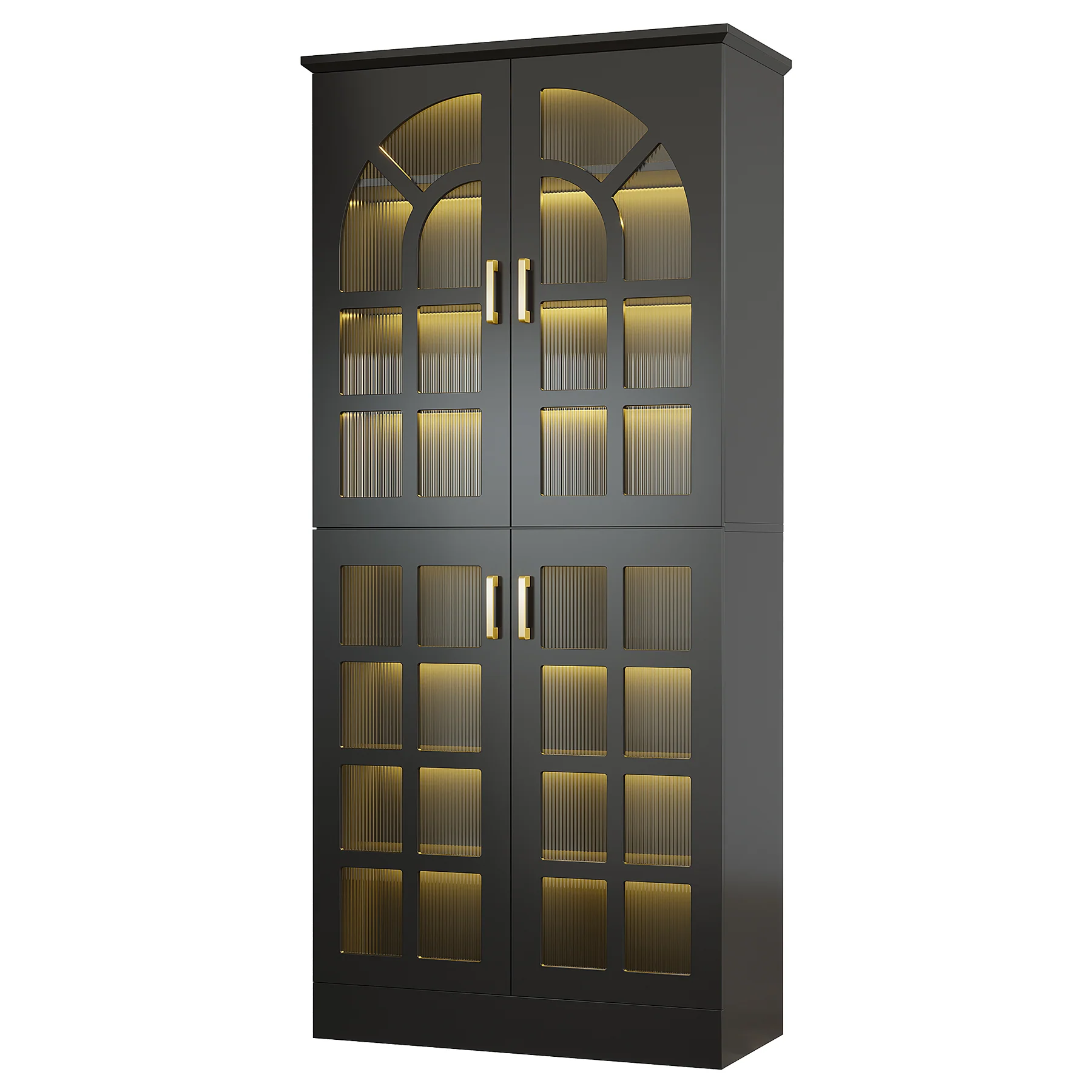 69" Shoe Cabinet, 8-Tier Shoe Rack Organizer with Doors and Led Lights - Image 12