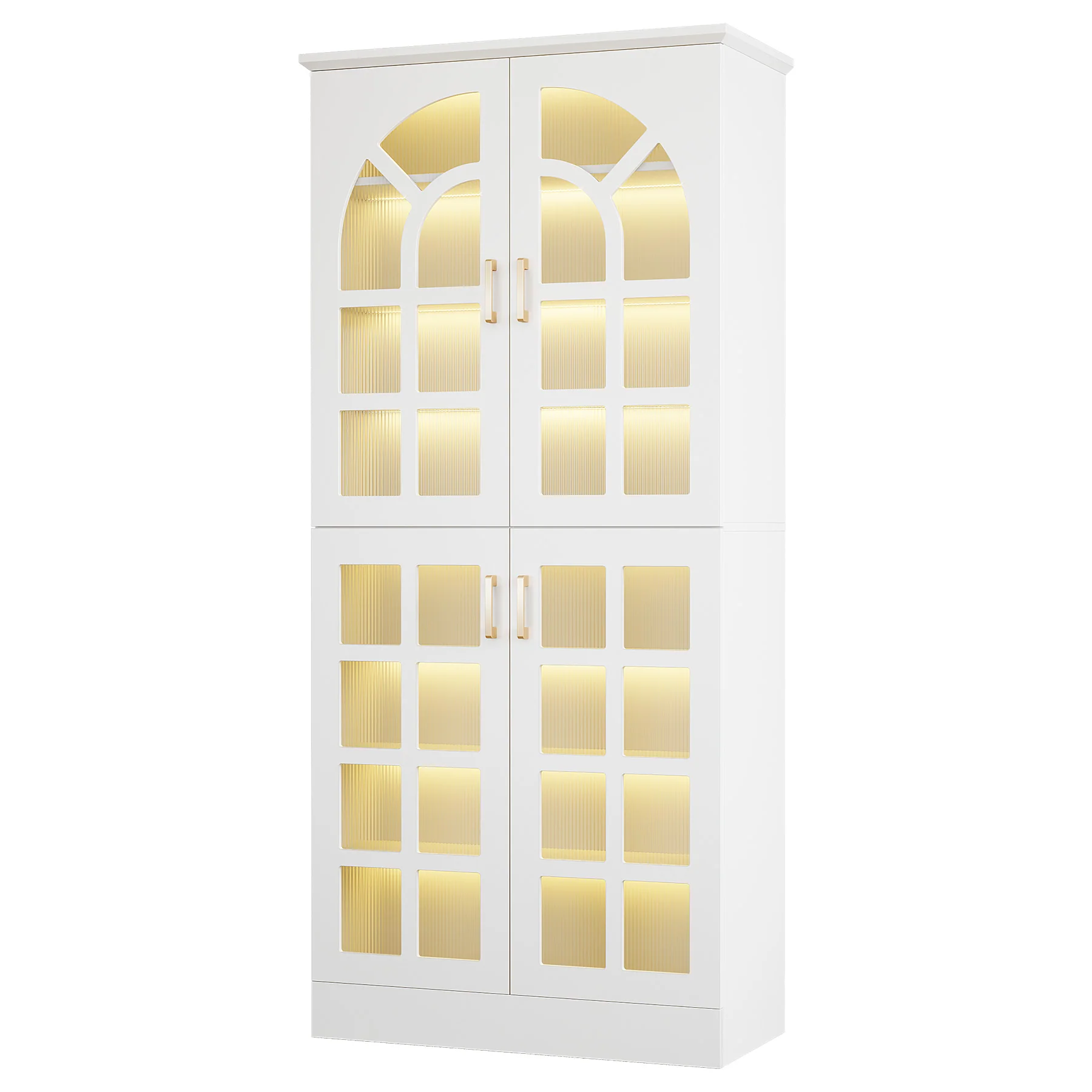 69" Shoe Cabinet, 8-Tier Shoe Rack Organizer with Doors and Led Lights - Image 13