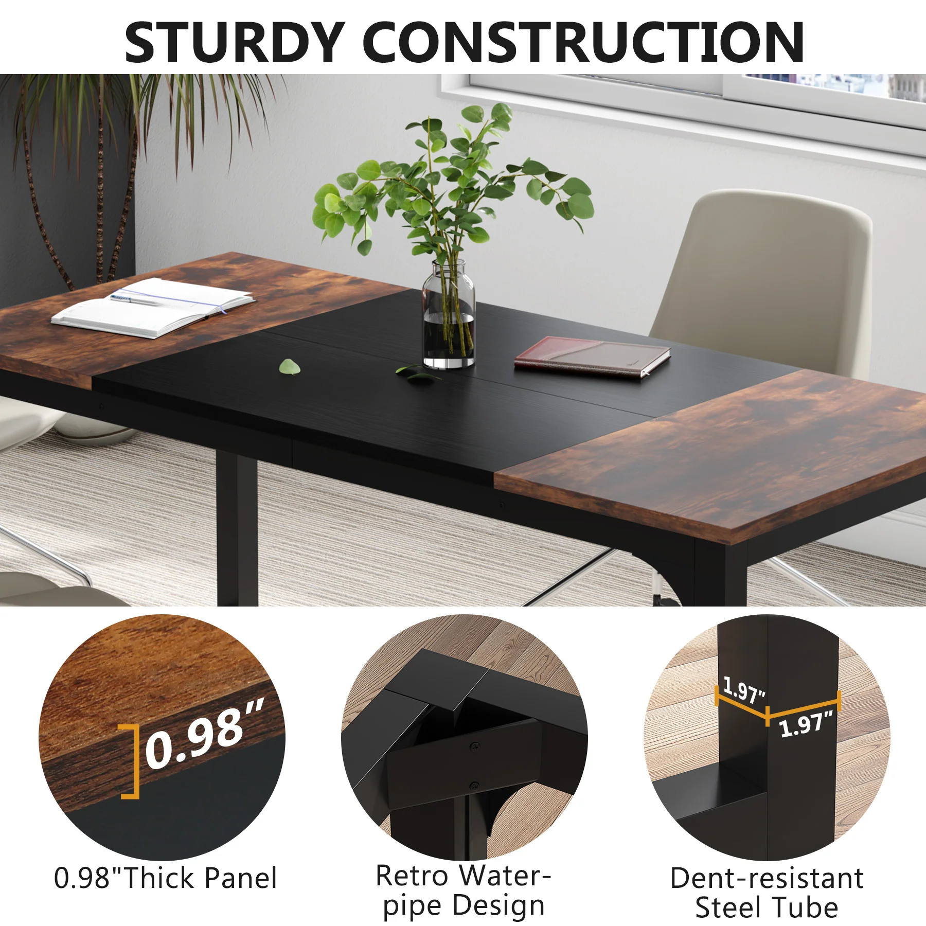 Simple Conference Table, Rectangular Meeting Table Computer Desk - Image 6