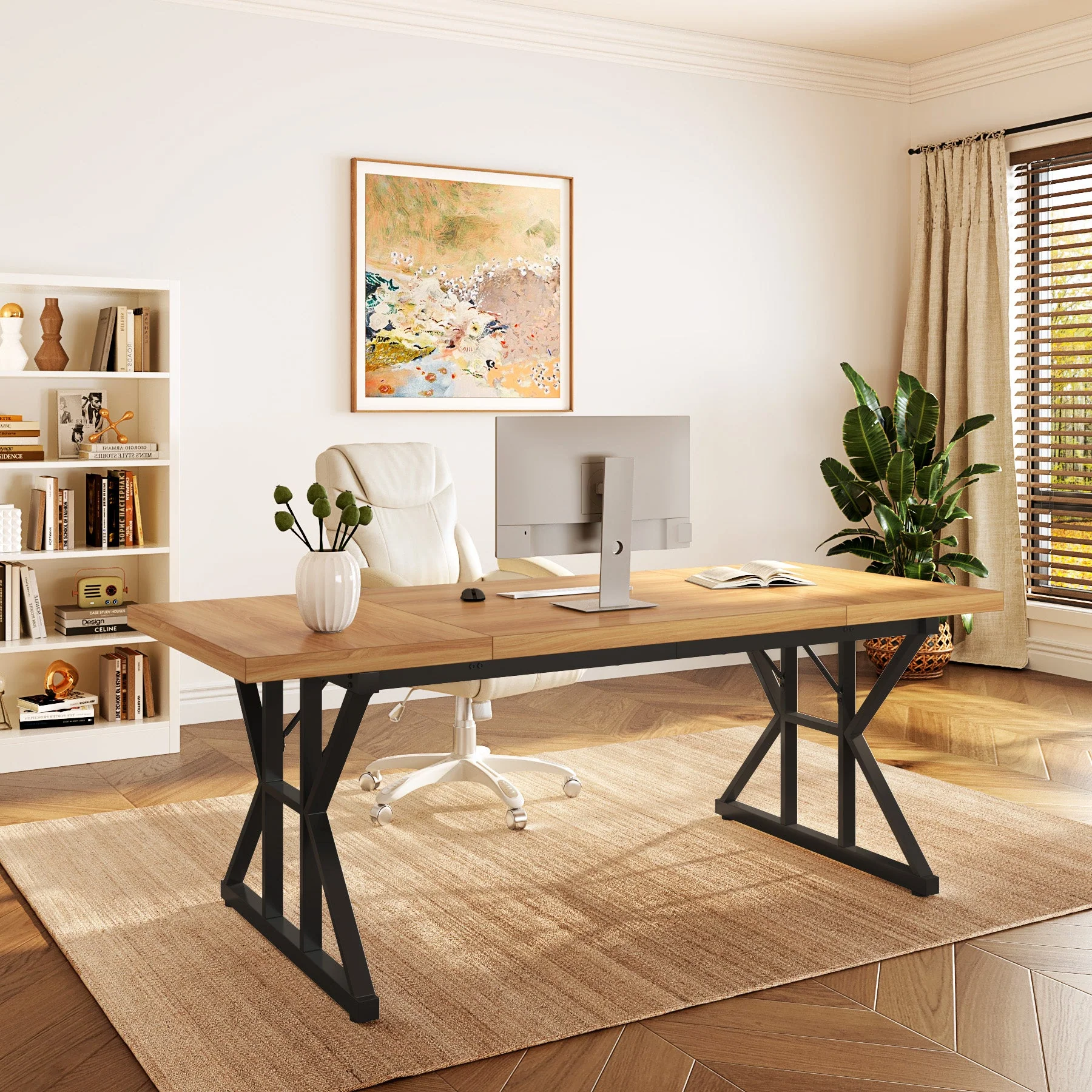 6FT Conference Table, Rectangle Meeting Room Table Executive Desk - Image 10