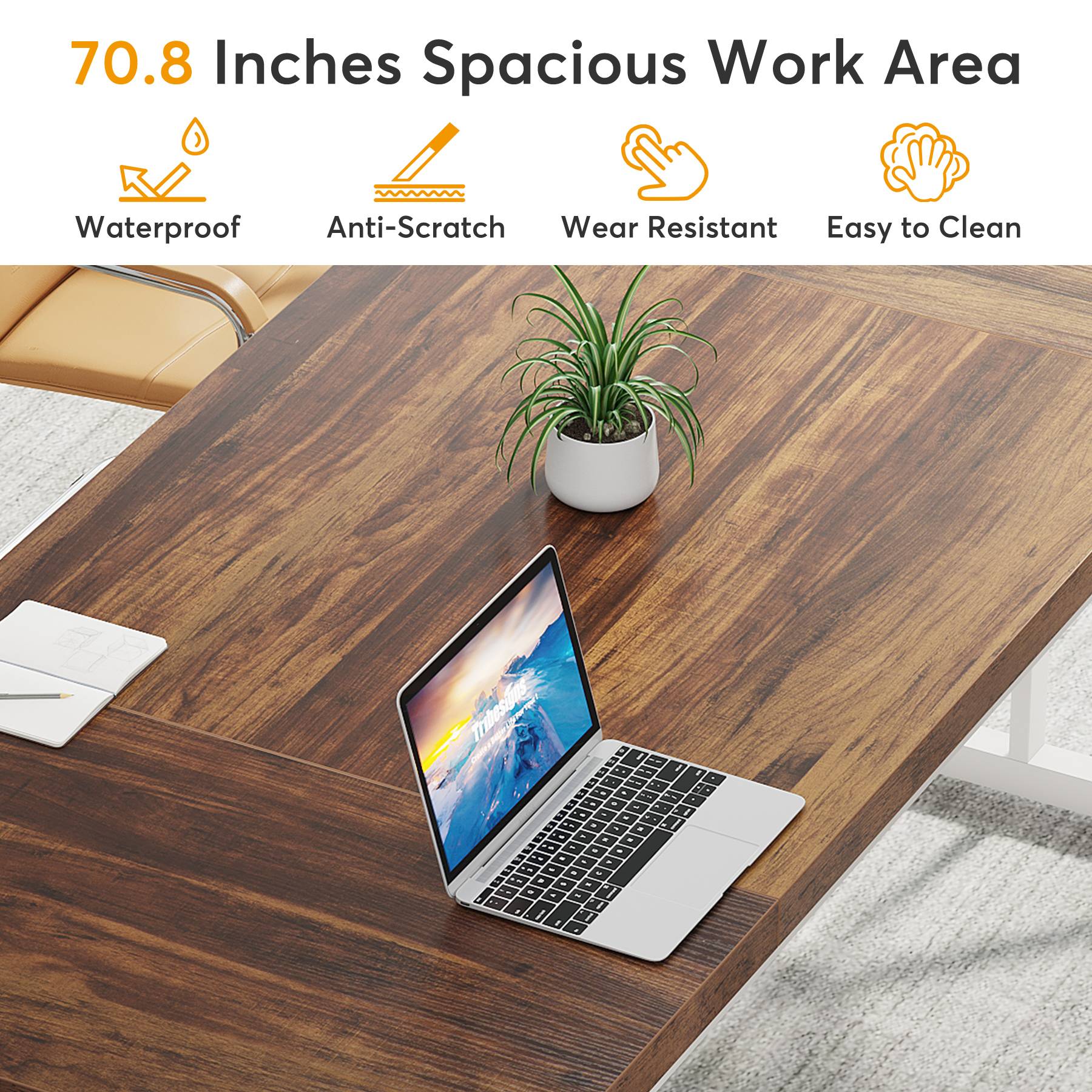 6FT Conference Table, Rectangle Meeting Room Table Executive Desk - Image 7