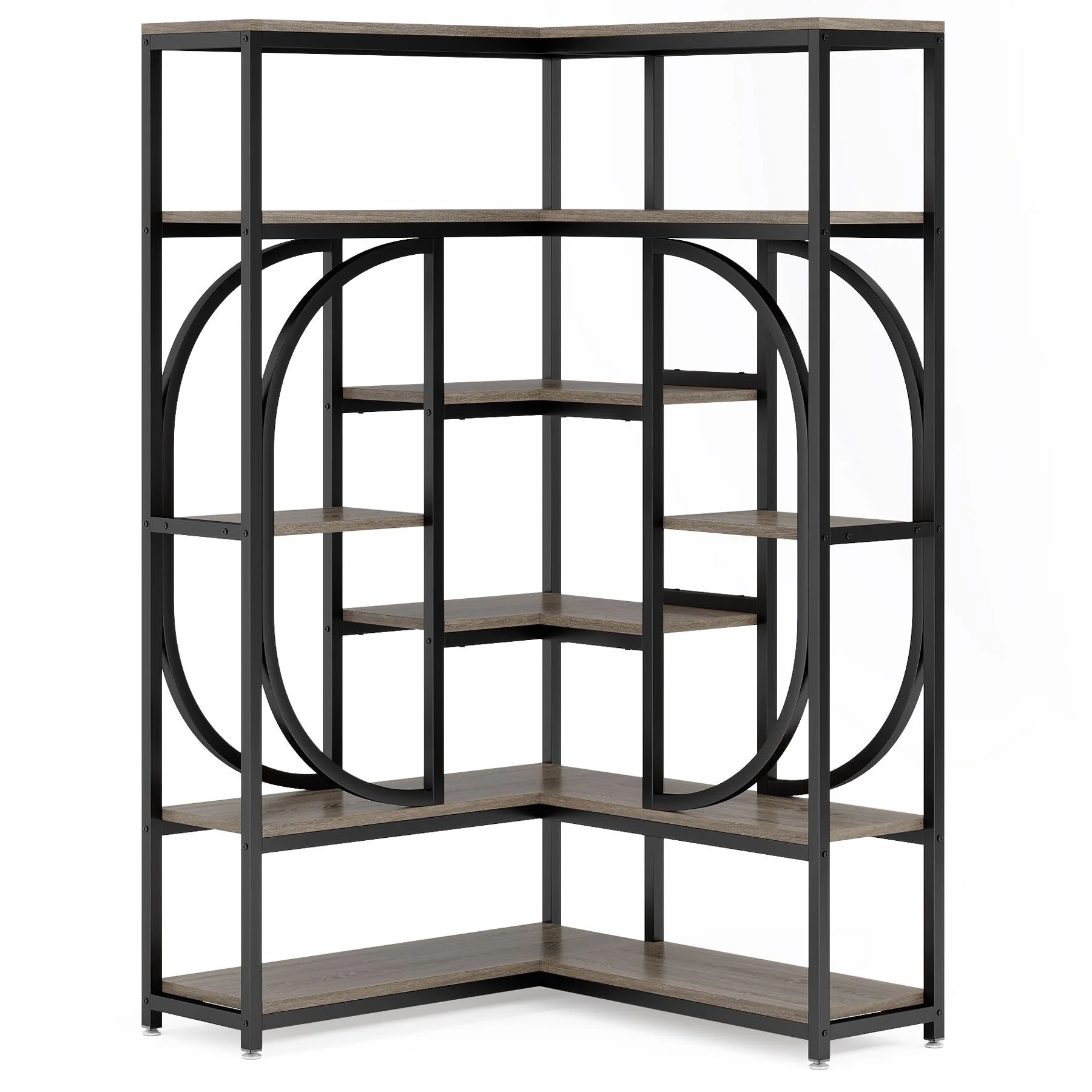 7-Shelf Corner Bookshelf, L-Shaped Bookcase Display Rack - Image 8