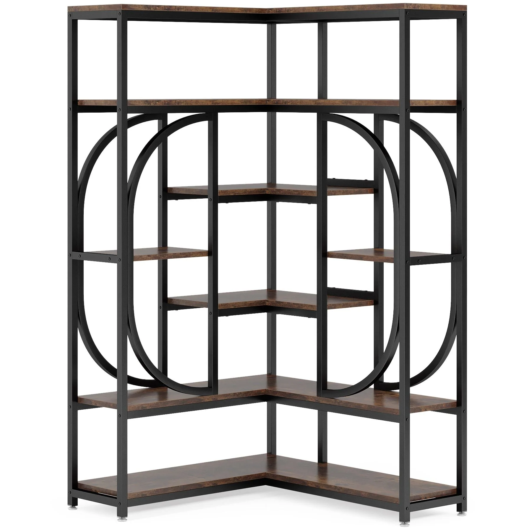 7-Shelf Corner Bookshelf, L-Shaped Bookcase Display Rack - Image 9