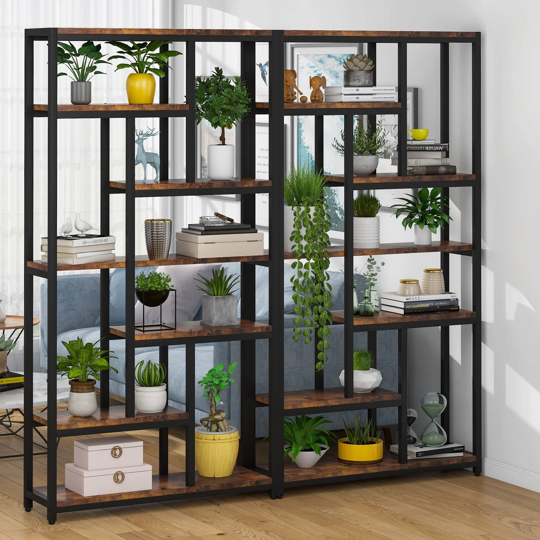 79" Tall Bookshelf, 7-Tier Bookcase 10 Open Display Shelves - Image 6