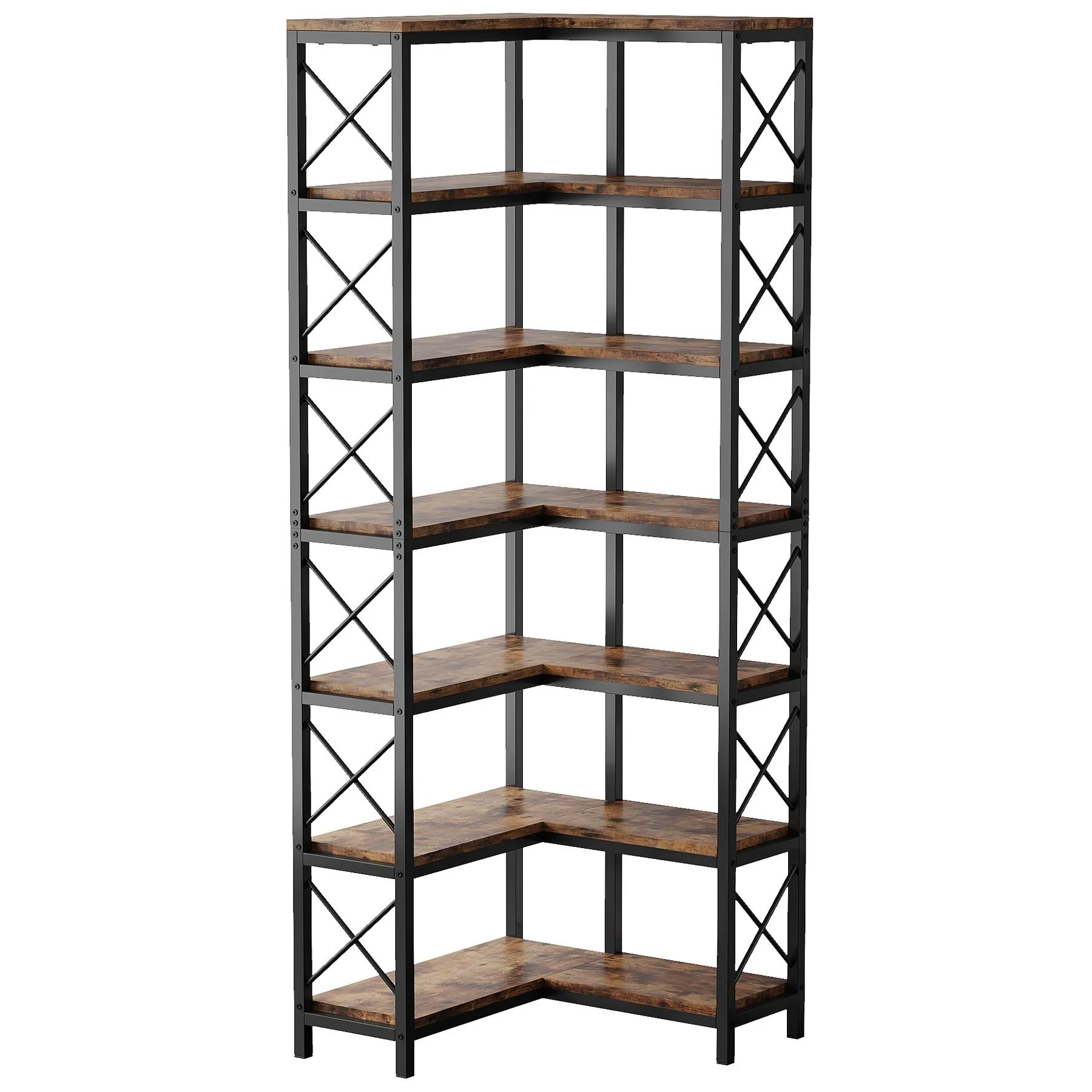 7-Tier Corner Bookshelf Corner Bookcase Storage Display Rack - Image 2