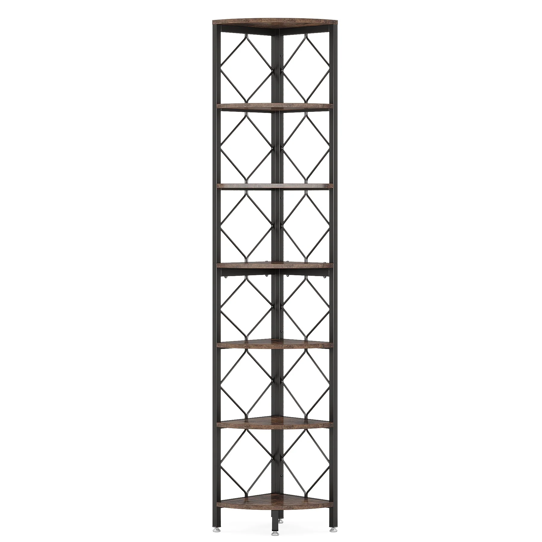 7-Tier Corner Shelf, 78.7" Corner Bookcase Slim Corner Storage Rack - Image 8