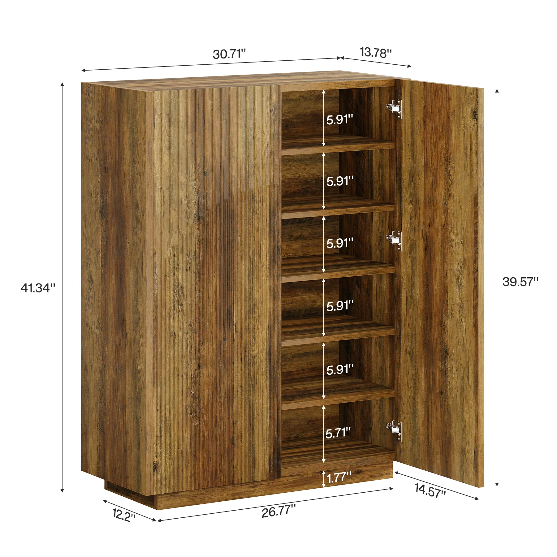 7-Tier Shoe Cabinet, 24 Pairs Shoe Storage Organizer with Fluted Doors - Image 2