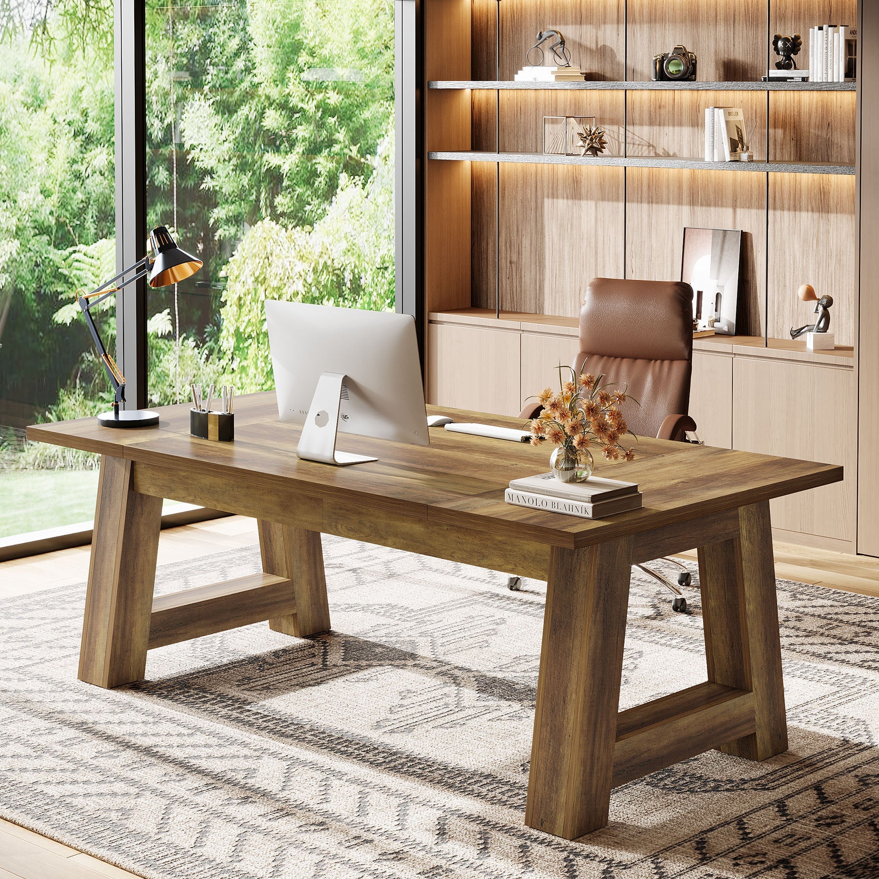 62.6" Executive Desk, Large Office Computer Desk with Thickened Frame - Image 3