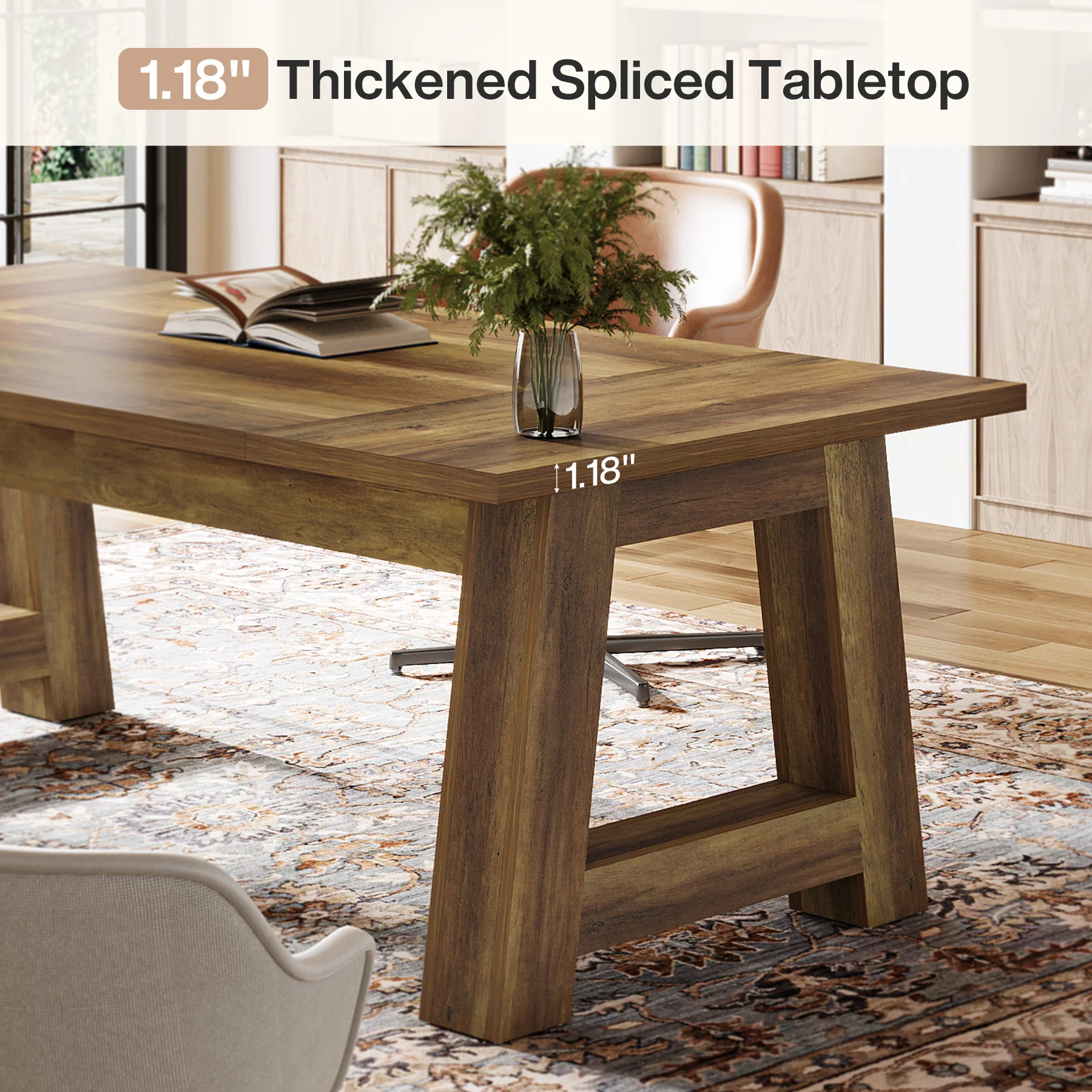62.6" Executive Desk, Large Office Computer Desk with Thickened Frame - Image 6