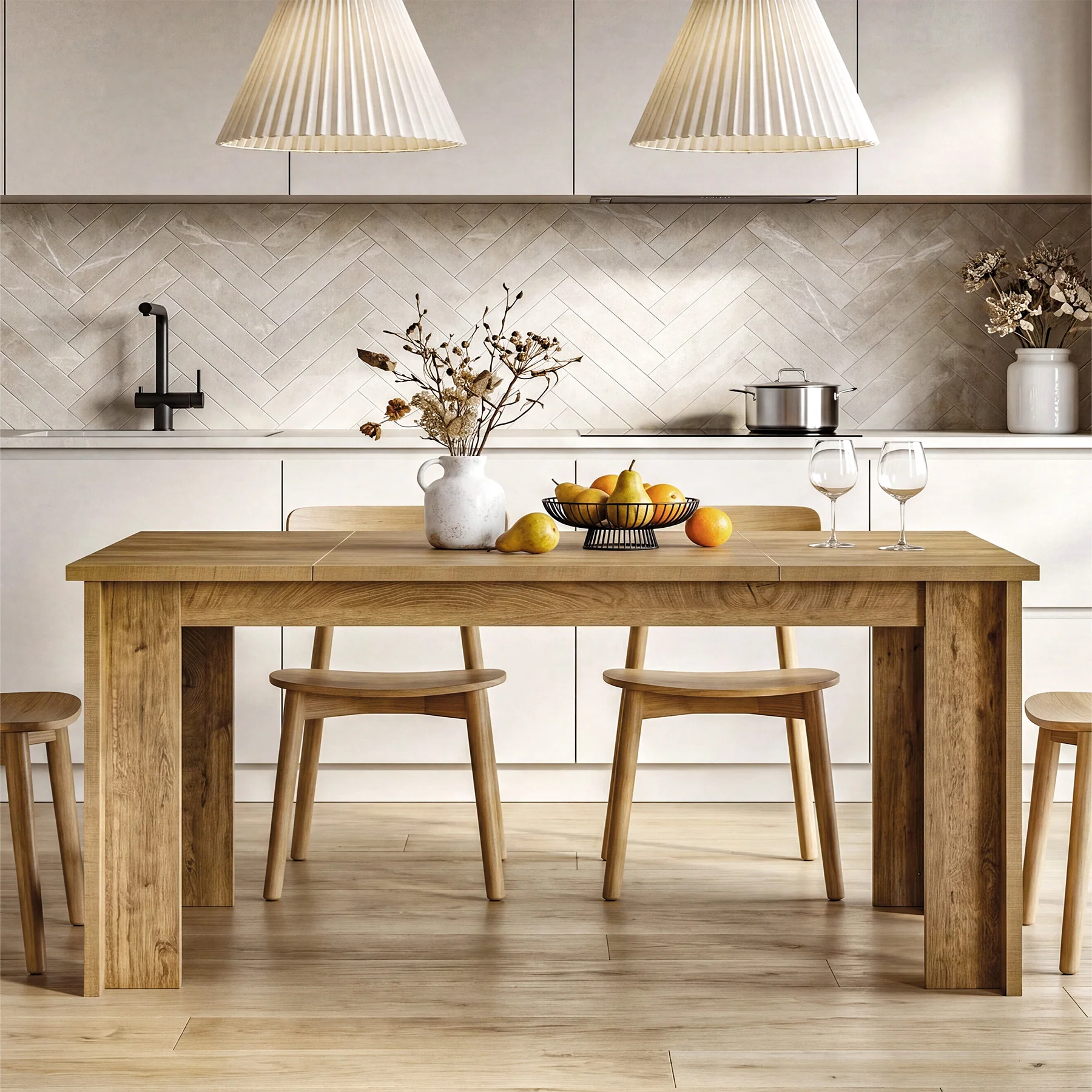 70.8" Dining Table for 6–8, Farmhouse Kitchen Table with Panel Legs for Dining Room - Image 4