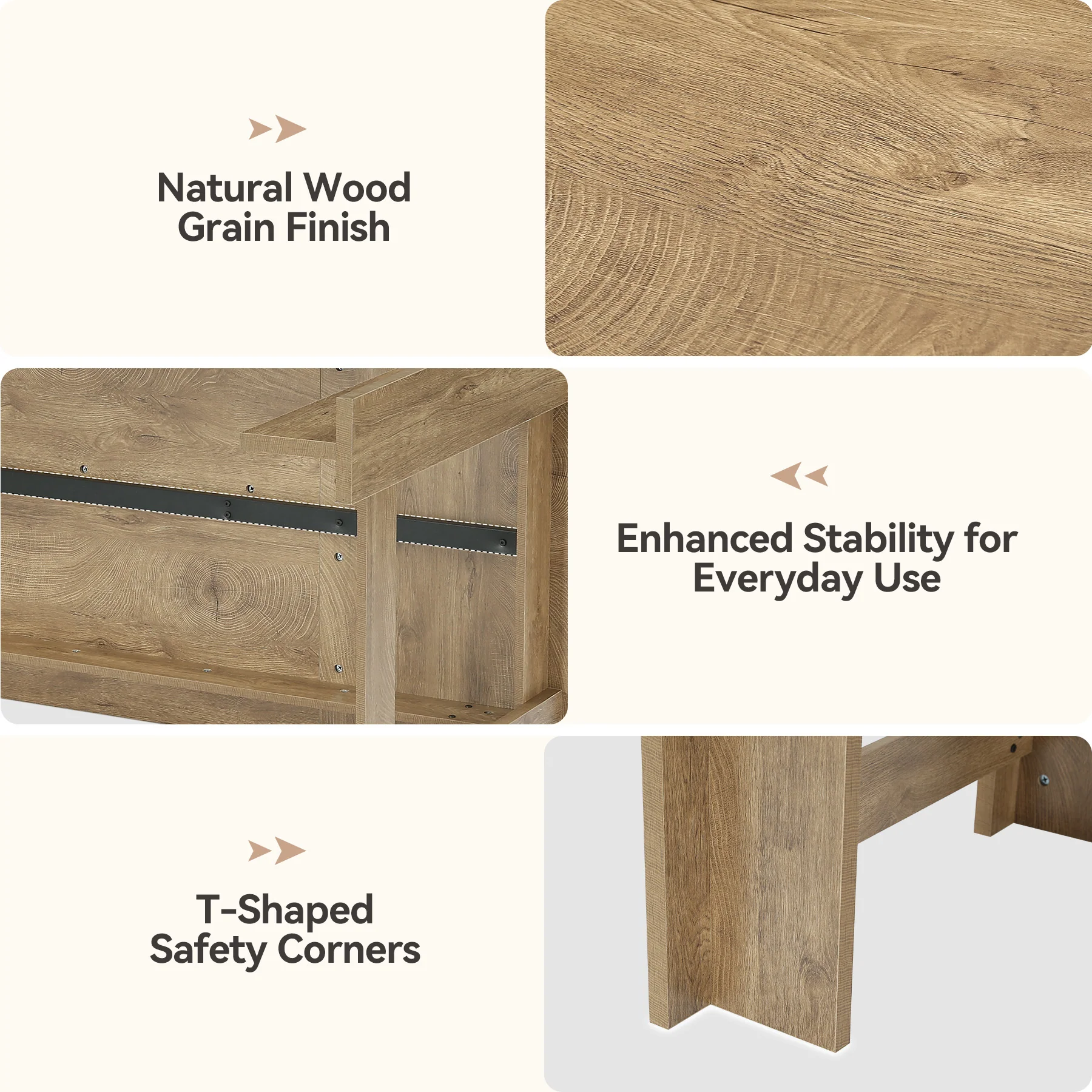 70.8" Dining Table for 6–8, Farmhouse Kitchen Table with Panel Legs for Dining Room - Image 7