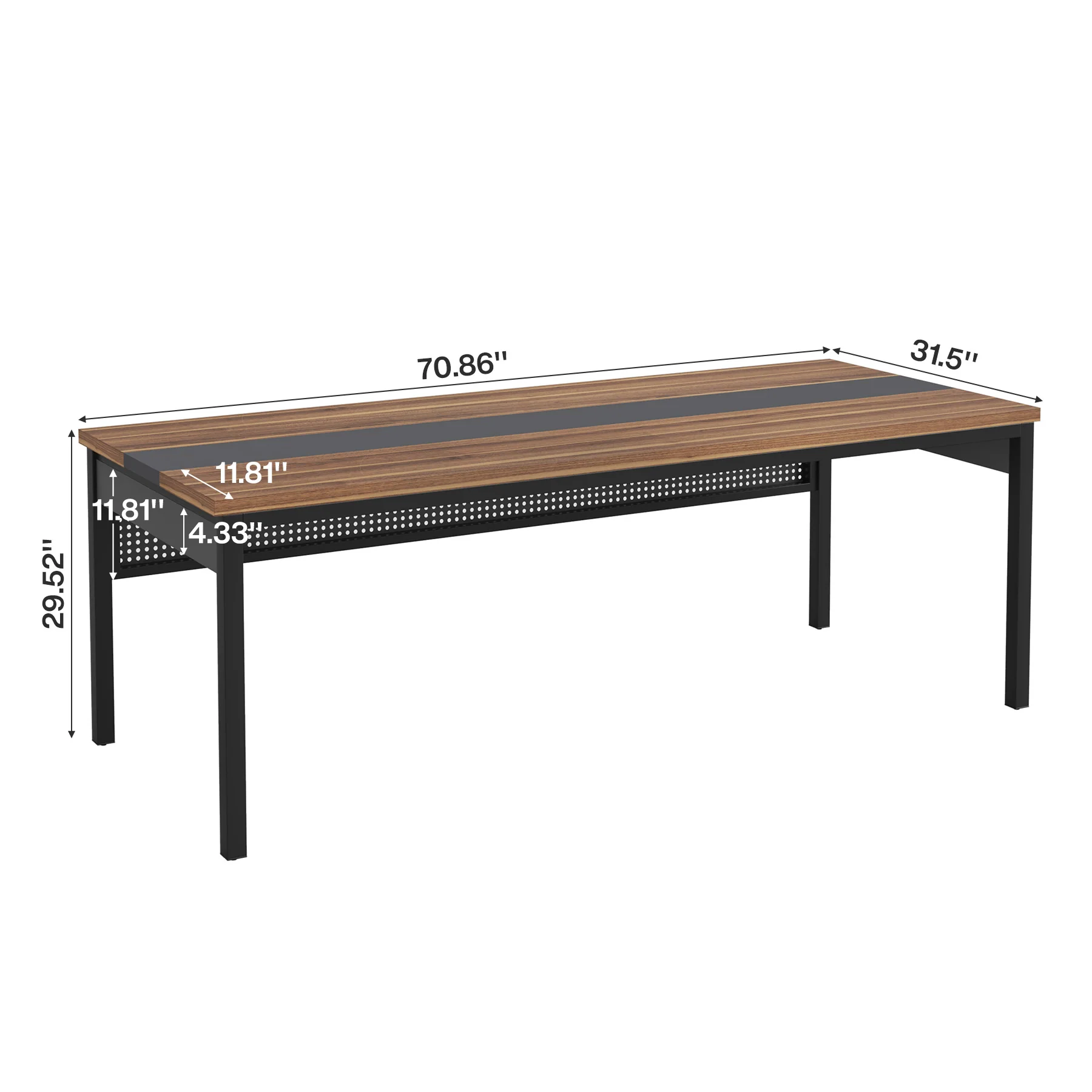 70.8" Executive Desk, Large Computer Desk Home Office Desk - Image 2