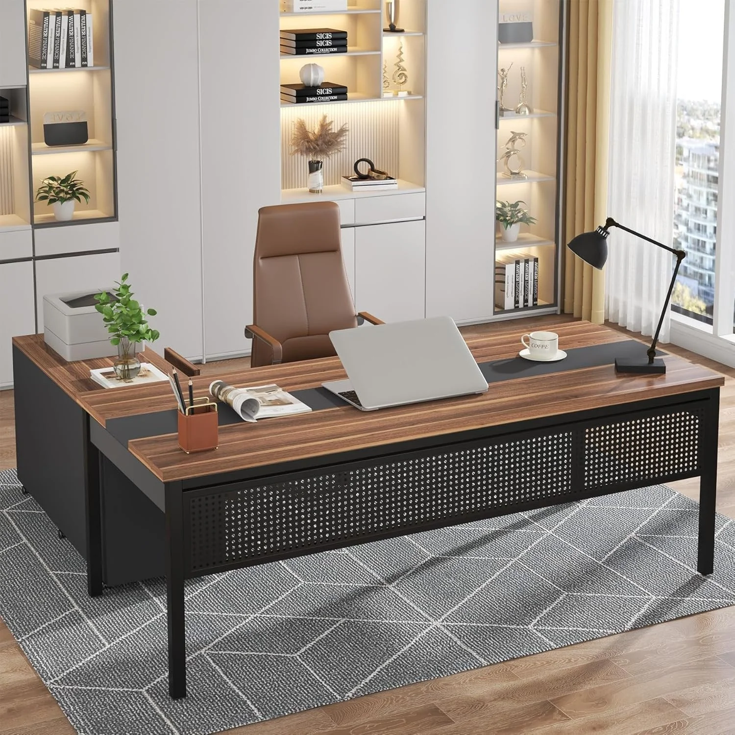 70.8" Executive Desk, Large Computer Desk Home Office Desk - Image 3