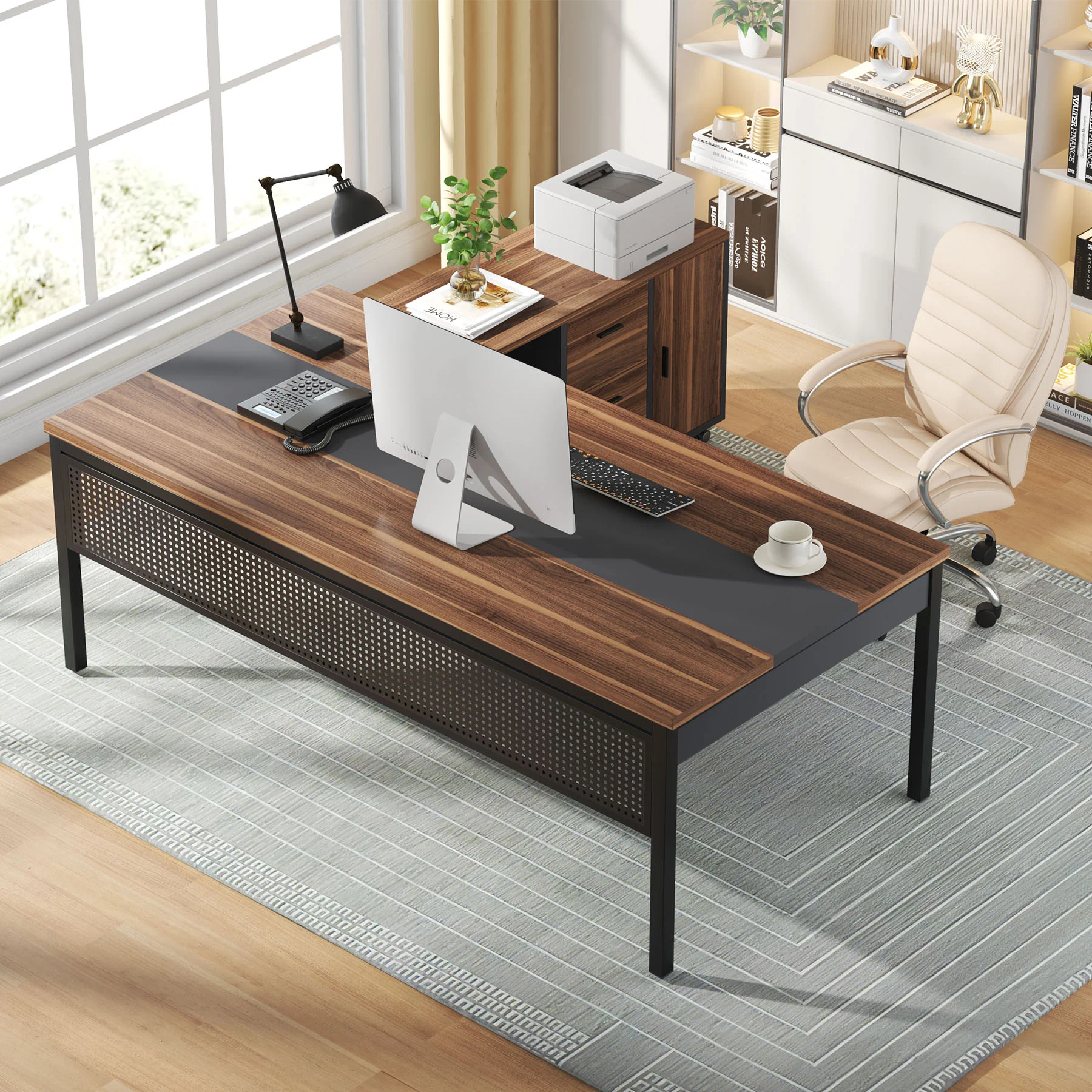 70.8" Executive Desk, Large Computer Desk Home Office Desk - Image 4