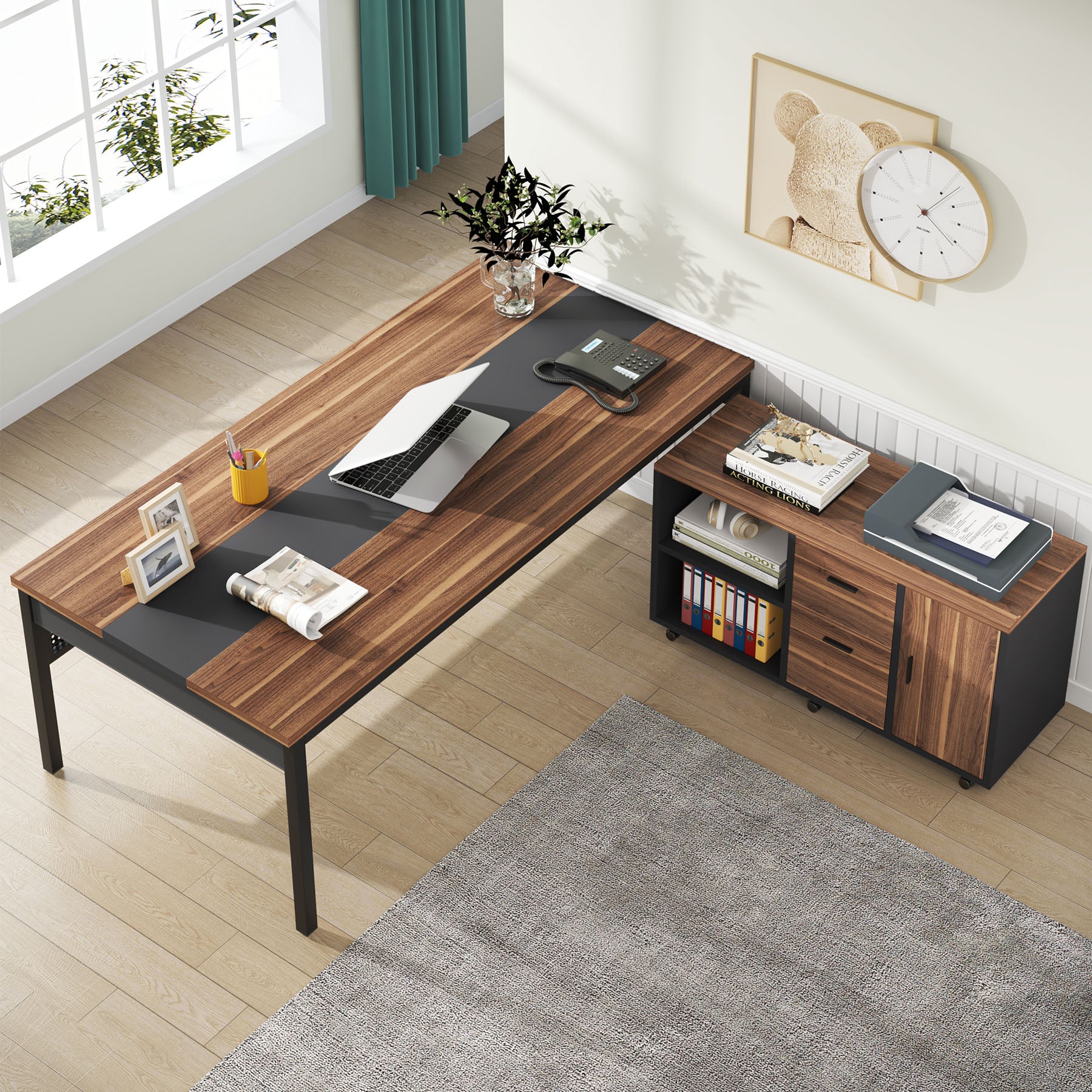 70.8" Executive Desk, Large Computer Desk Home Office Desk - Image 5