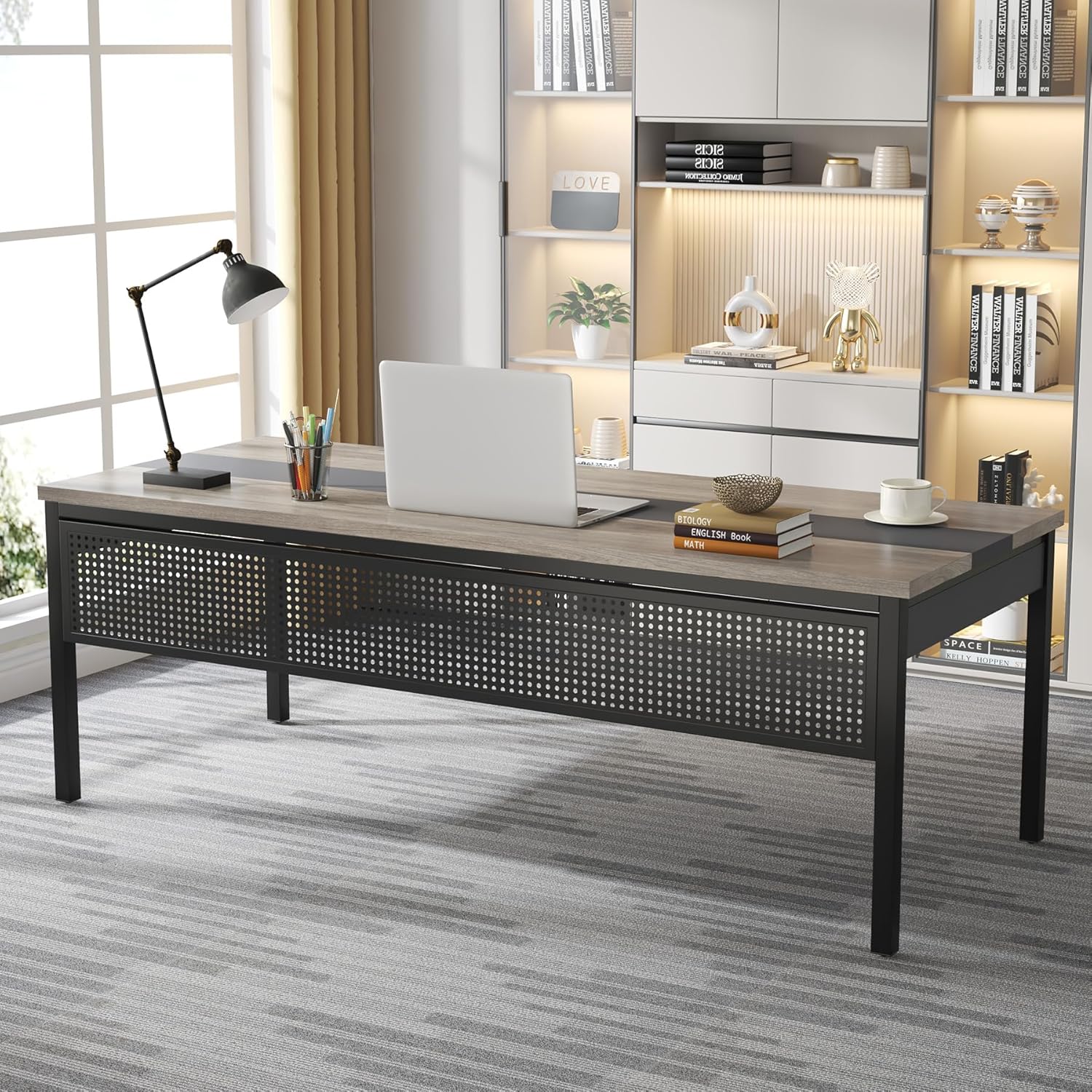 70.8" Executive Desk, Large Computer Desk Home Office Desk - Image 7