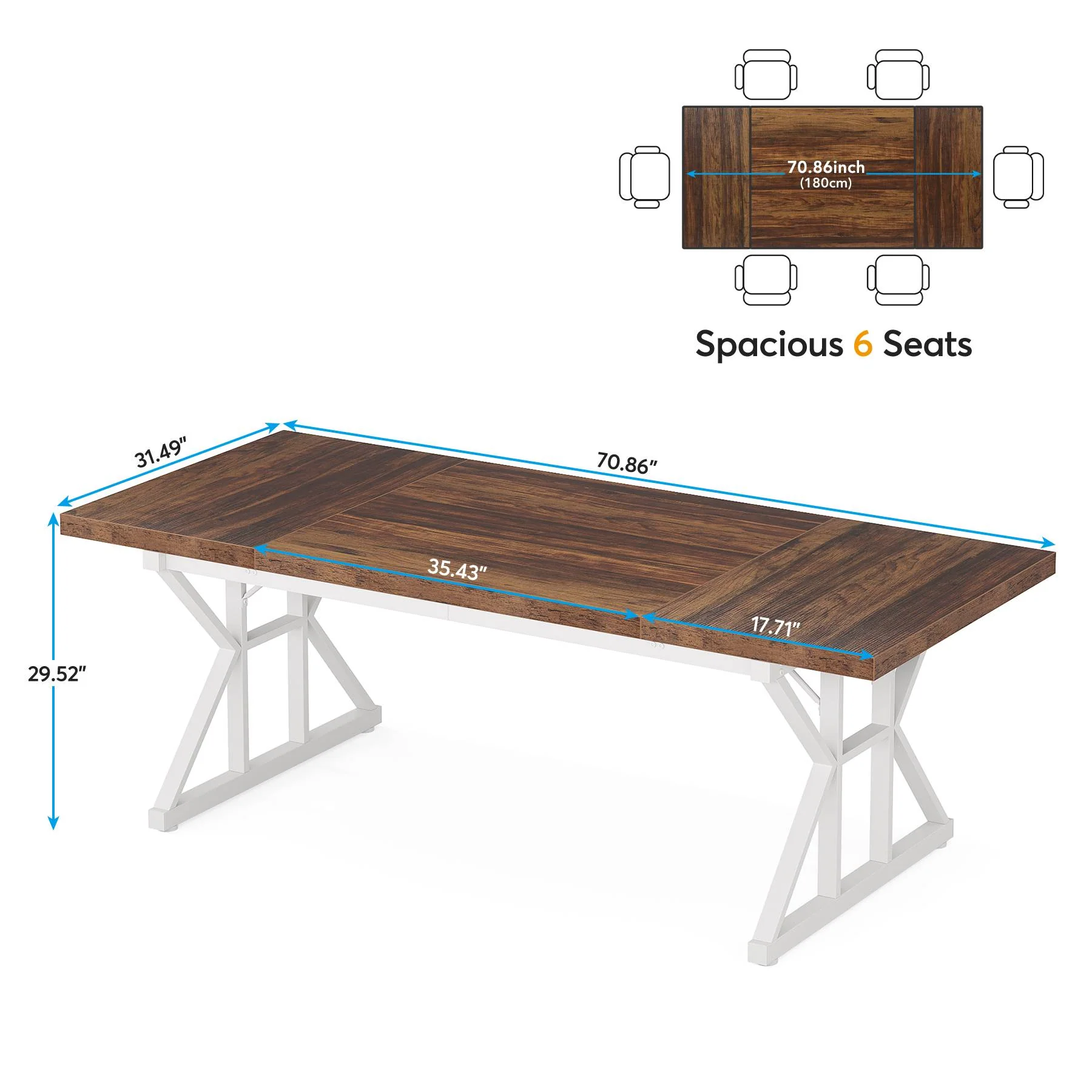 70.8" Executive Desk, Large Computer Office Desk Workstation - Image 2