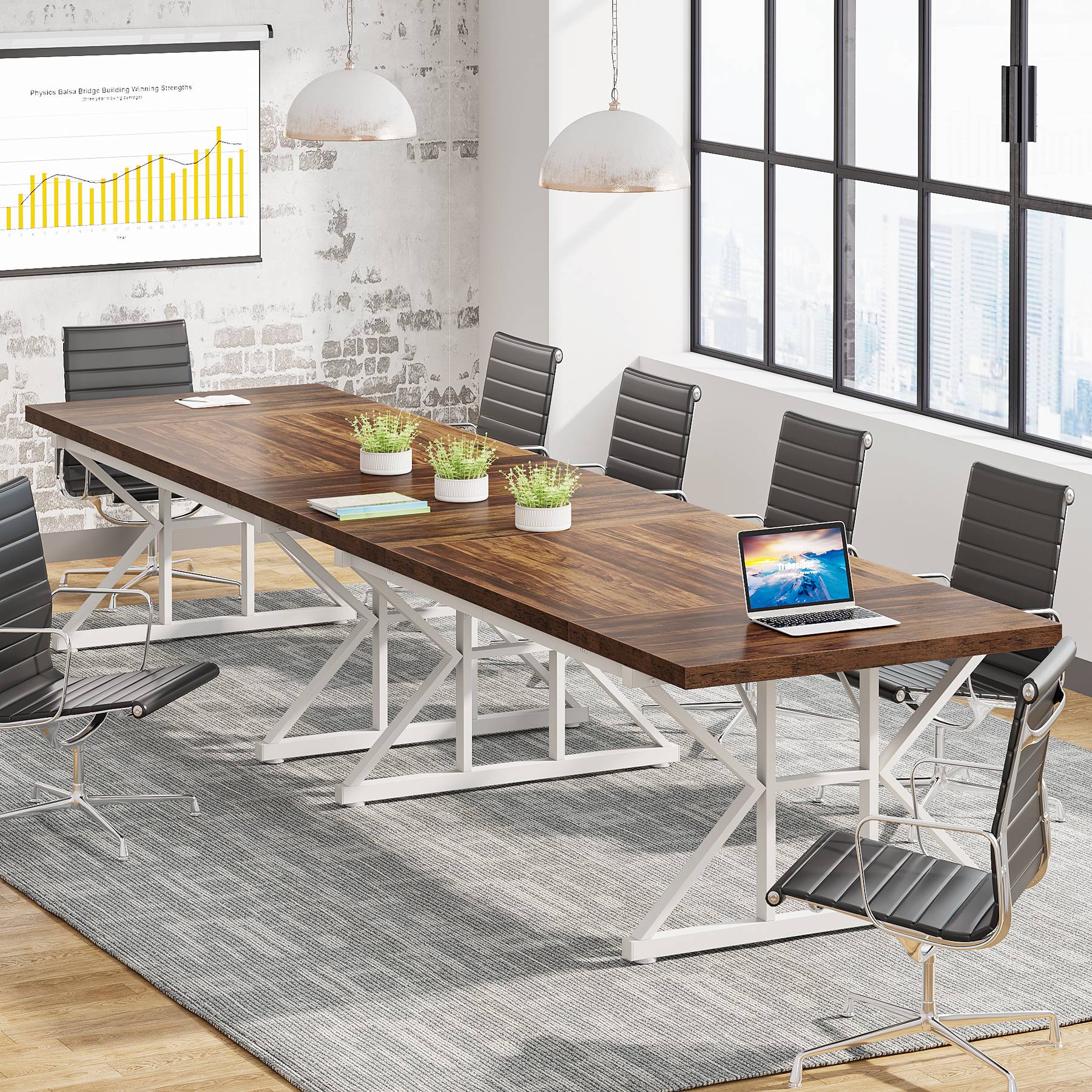 70.8" Executive Desk, Large Computer Office Desk Workstation - Image 5