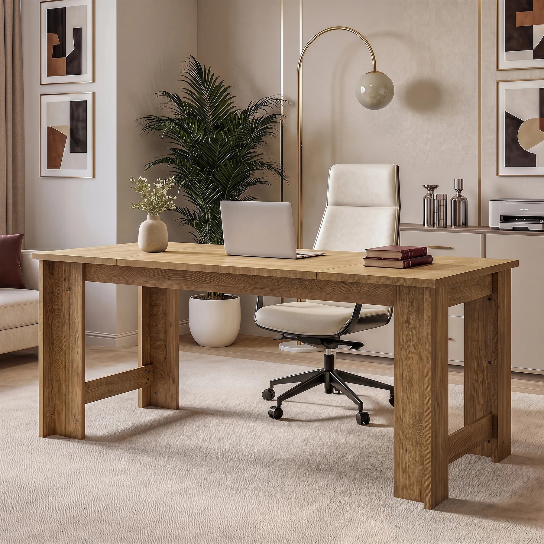 70.8" Long Executive Desk, Rectangular Office Computer Desk with Sturdy Panel Legs - Image 3
