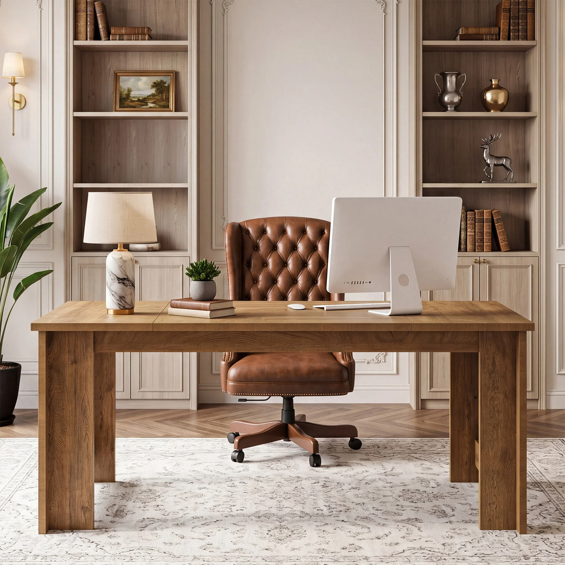70.8" Long Executive Desk, Rectangular Office Computer Desk with Sturdy Panel Legs - Image 4