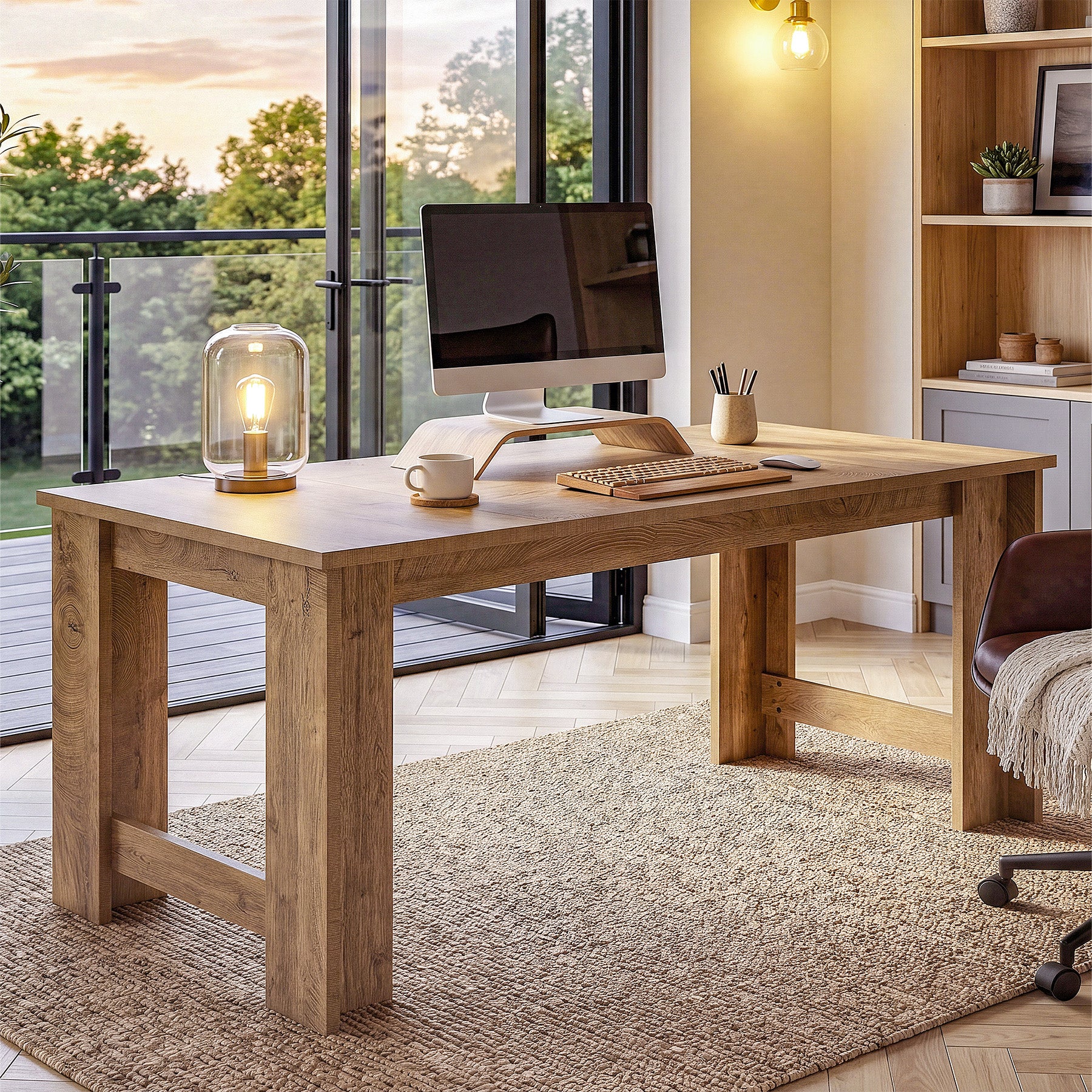 70.8" Long Executive Desk, Rectangular Office Computer Desk with Sturdy Panel Legs - Image 5