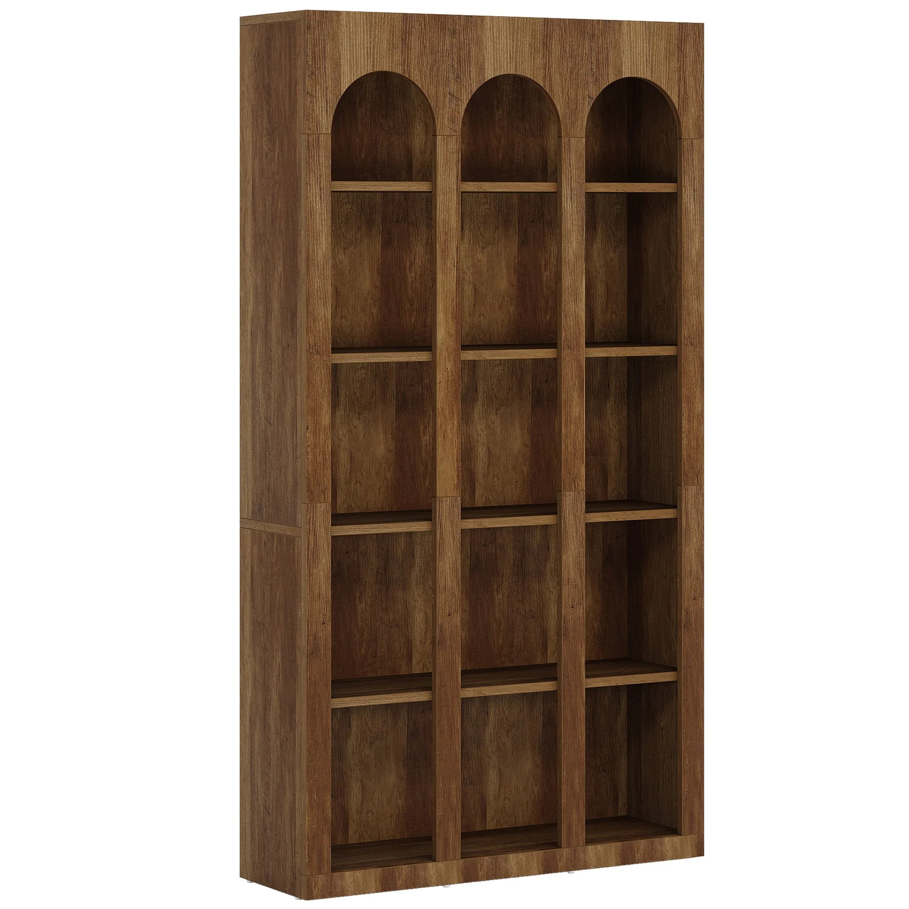 70.8" Wood Bookshelf, 5-Tier Rustic Bookcase Display Storage Shelving Unit - Image 9