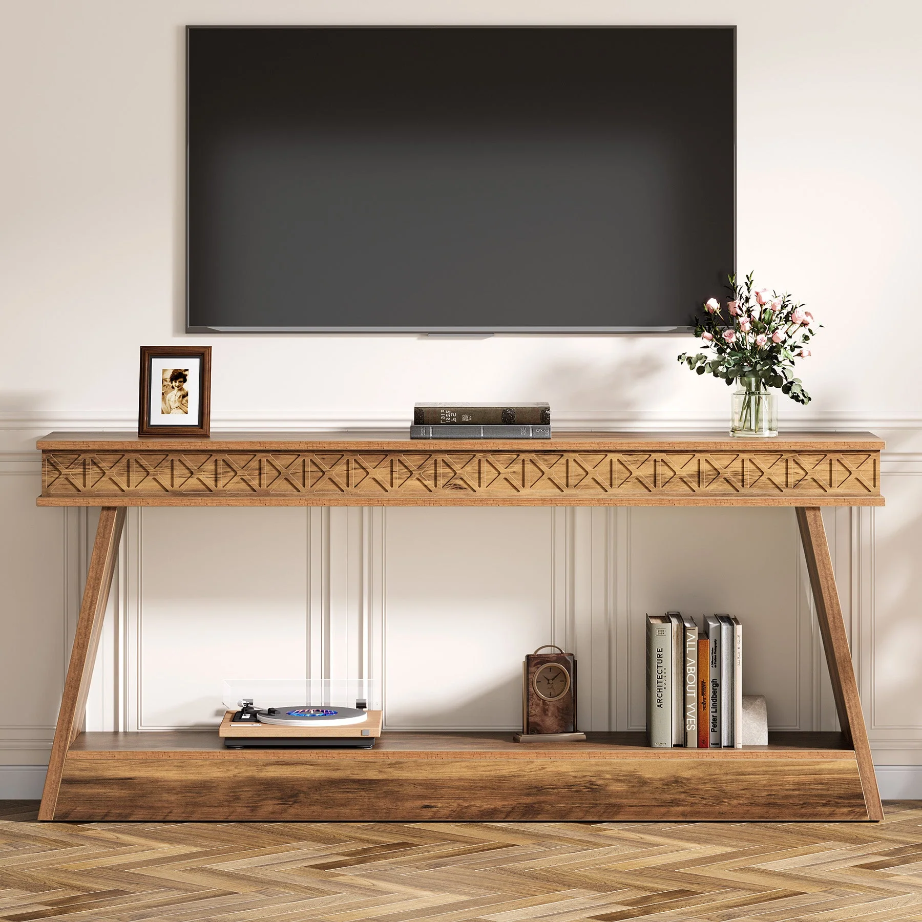 70.8" Sofa Table, Farmhouse Console Table Entryway Table with Storage - Image 5