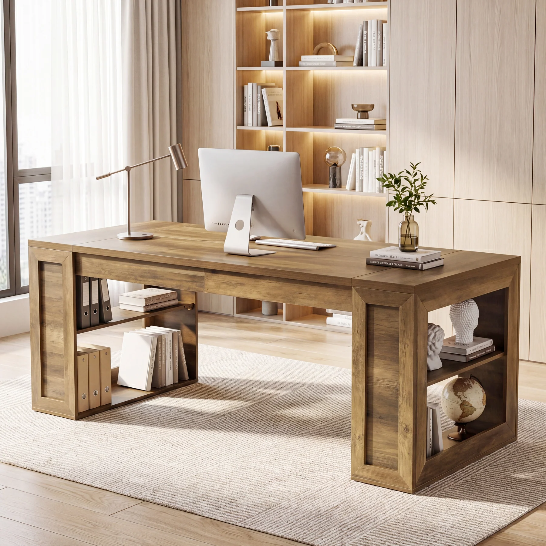 Tribesigns 70.8-Inch Executive Desk, Computer Desk with Shelves for Office