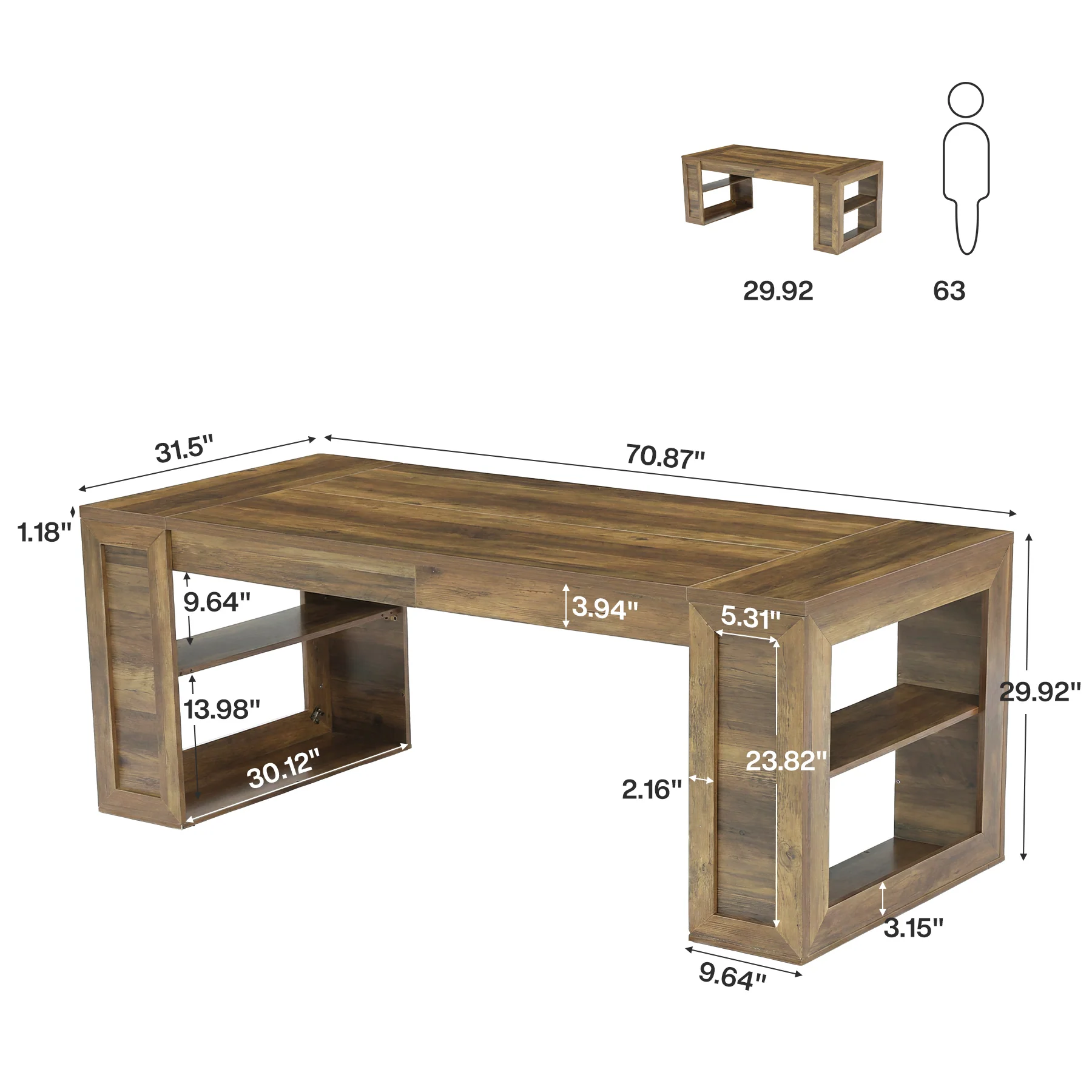 Tribesigns 70.8-Inch Executive Desk, Computer Desk with Shelves for Office - Image 2