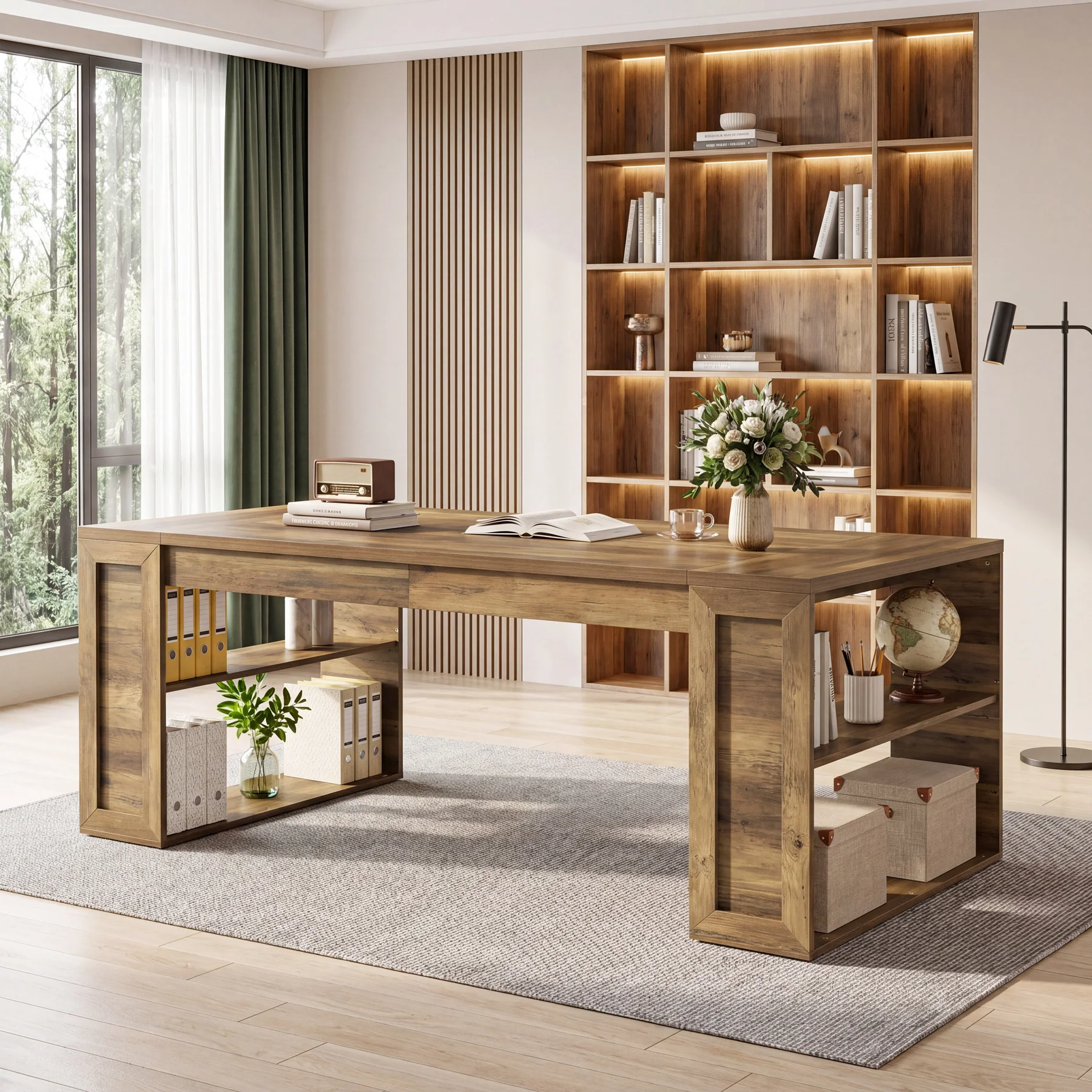 Tribesigns 70.8-Inch Executive Desk, Computer Desk with Shelves for Office - Image 6