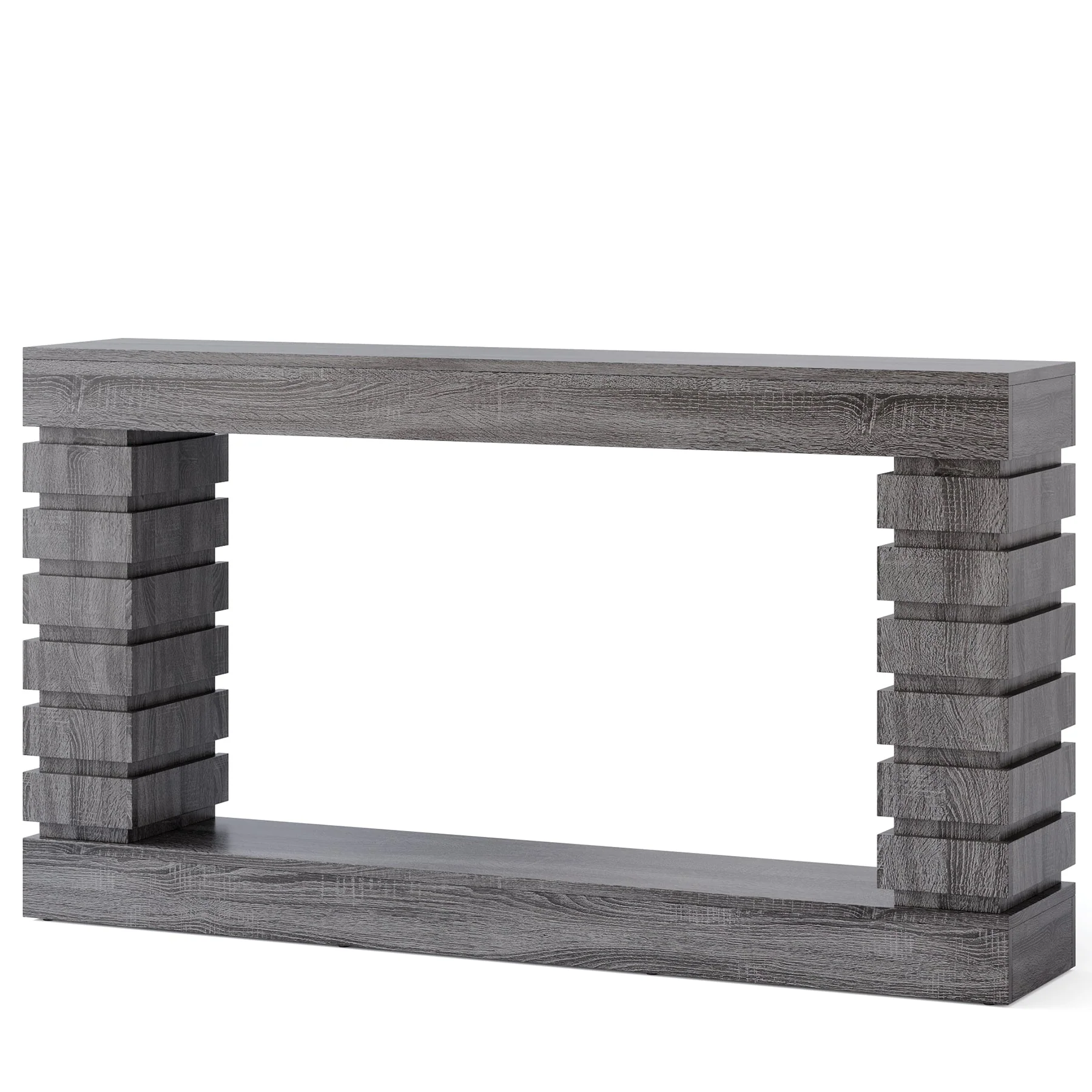 70.8" Rectangular Console Table with Geometric Base for Living Room - Image 9