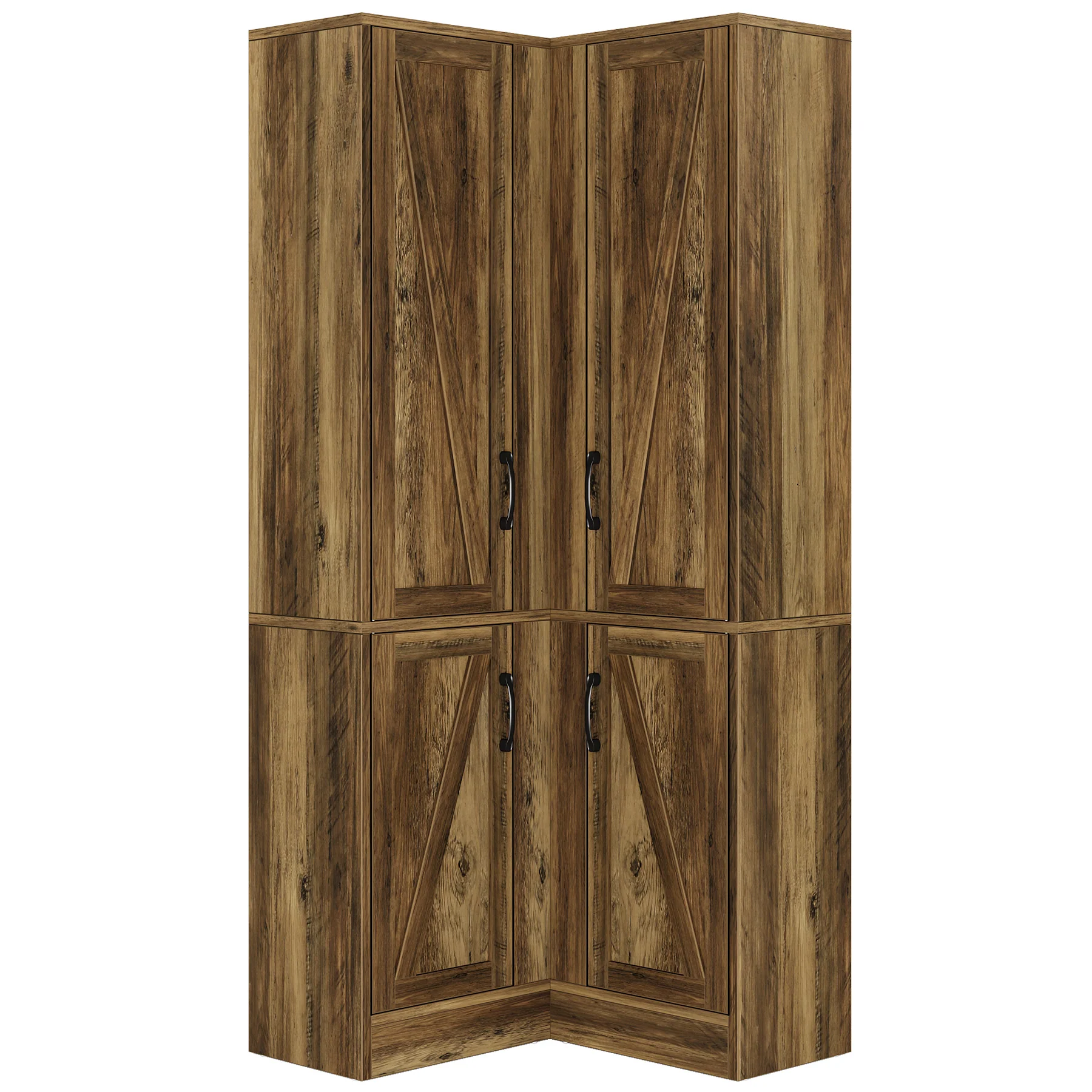 70.8" Corner Bookcase, Farmhouse Corner Storage Cabinet with Doors - Image 9