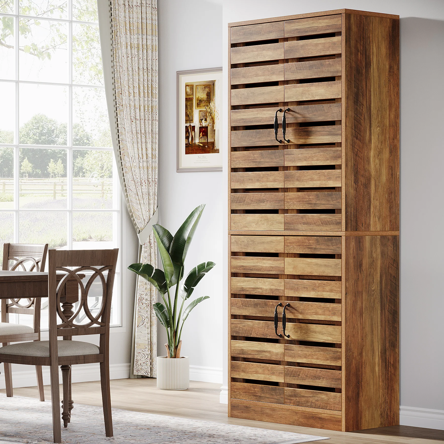 70.8" Kitchen Pantry Cabinet, 9-Tier Storage Cabinet with 2 Shutter Doors - Image 3