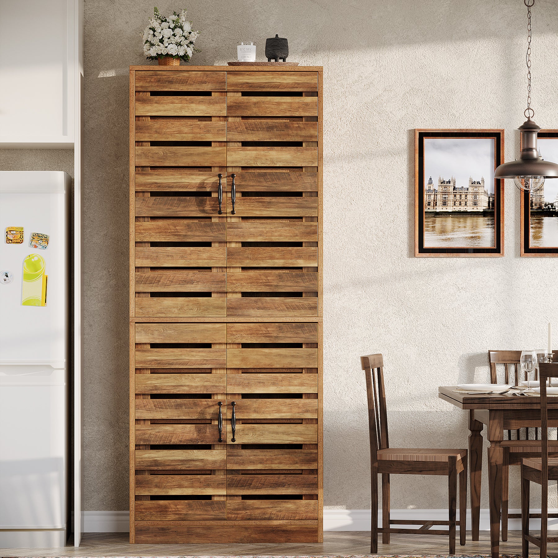70.8" Kitchen Pantry Cabinet, 9-Tier Storage Cabinet with 2 Shutter Doors - Image 4