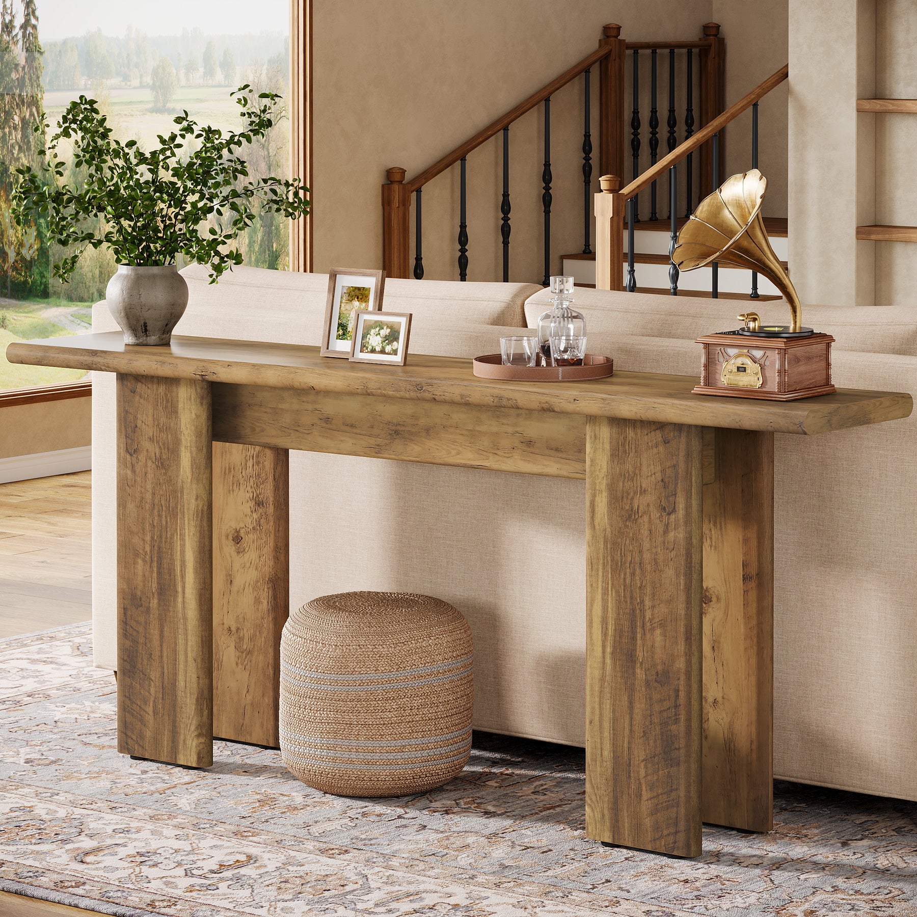 70.87" Console Table, Mid-Century Modern Sofa Table Behind Couch - Image 3