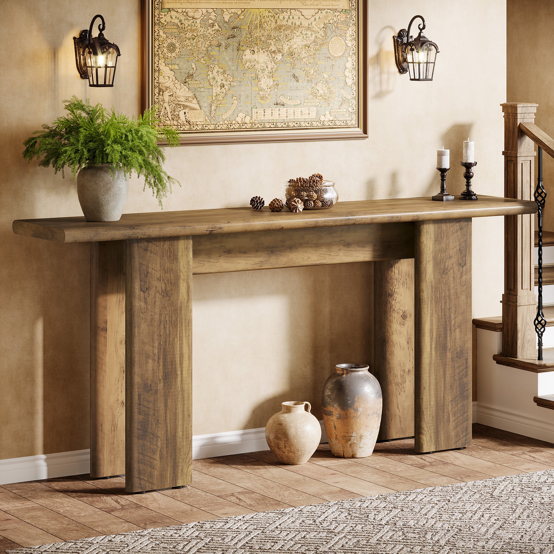 70.87" Console Table, Mid-Century Modern Sofa Table Behind Couch - Image 5