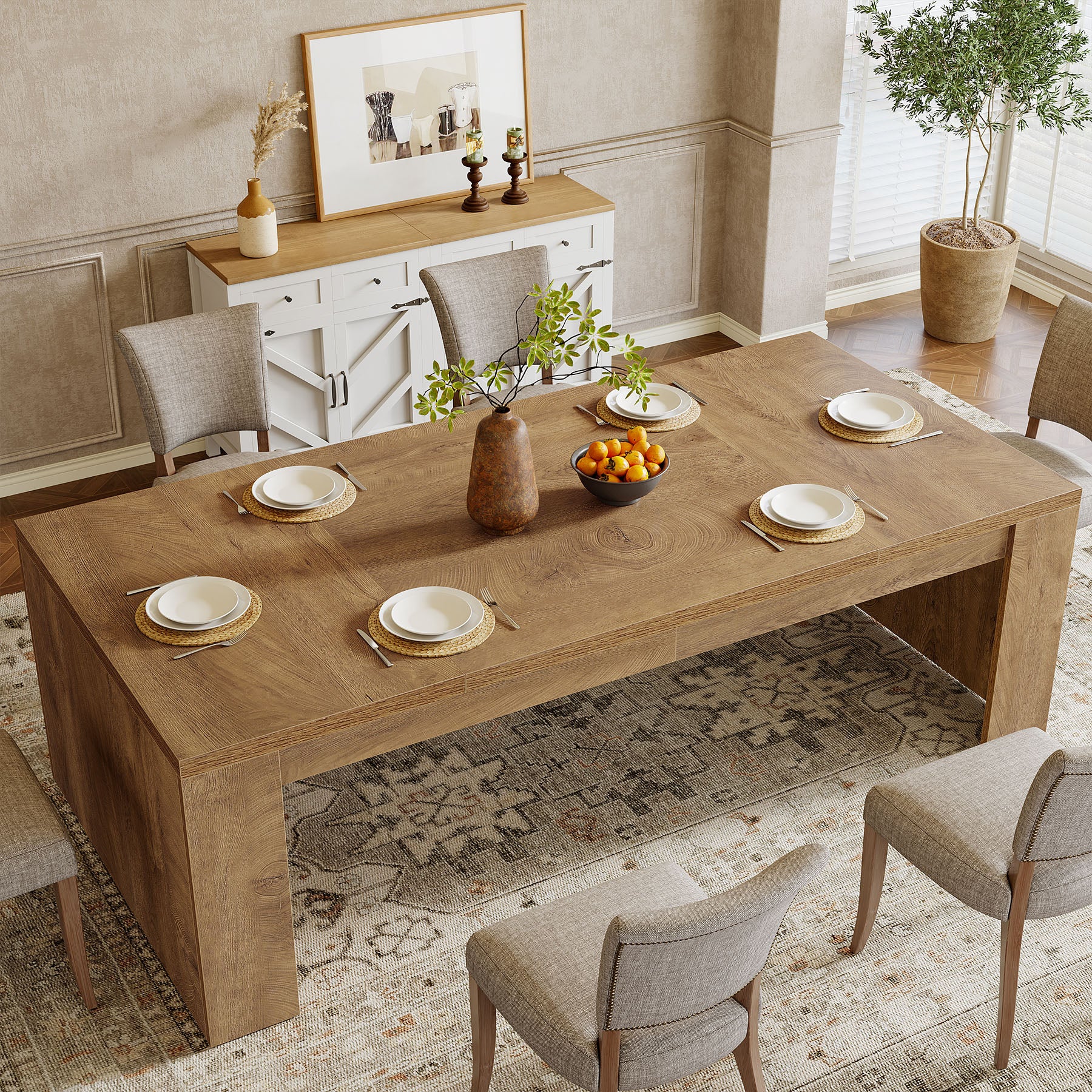 70.87" Dining Table, Rectangular Kitchen Table with Sturdy Frame for 6-8 - Image 5
