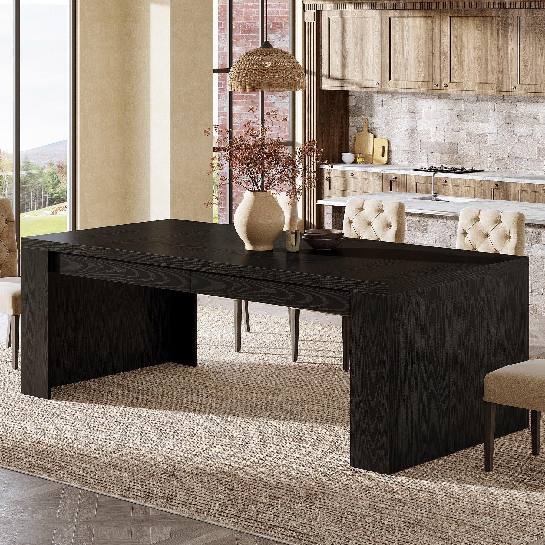 70.87" Dining Table, Rectangular Kitchen Table with Sturdy Frame for 6-8 - Image 8