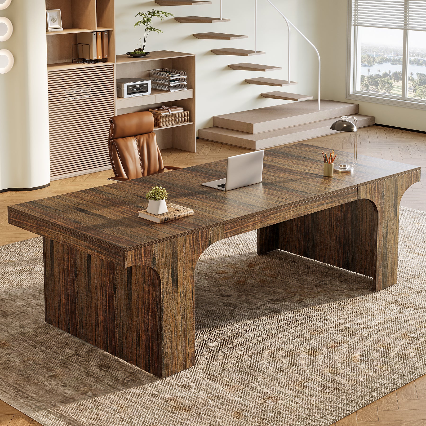 70.87" Executive Desk, Simple Computer Desk Conference Table for 6-8 - Image 10
